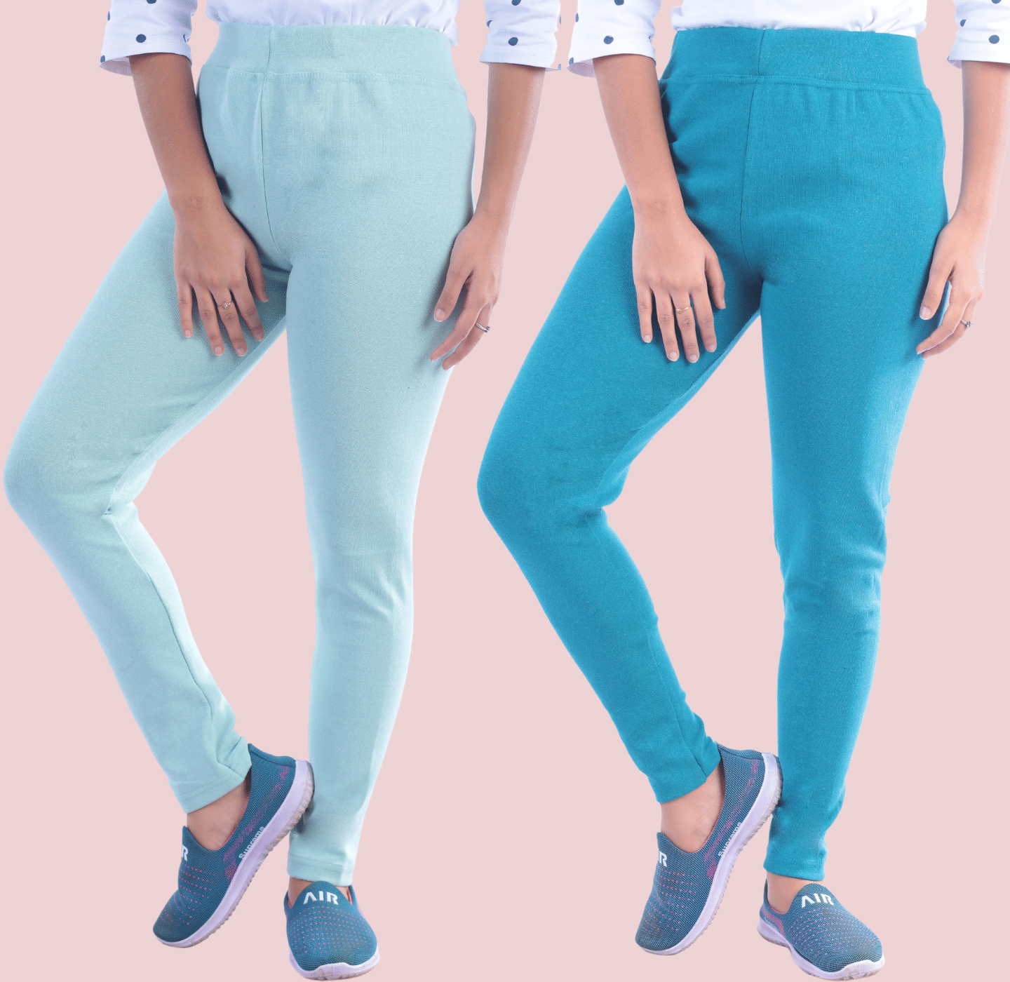    			KARARO JEGGINGS - Cotton Blend Skinny Fit Mint Green Women's Jeggings ( Pack of 2 )