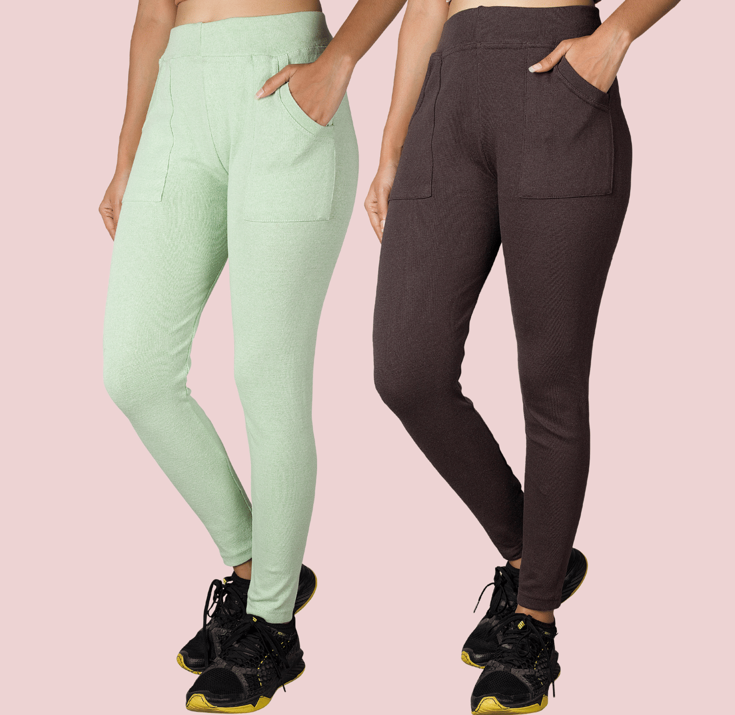     			KARARO JEGGINGS - Cotton Blend Skinny Fit Mint Green Women's Jeggings ( Pack of 2 )