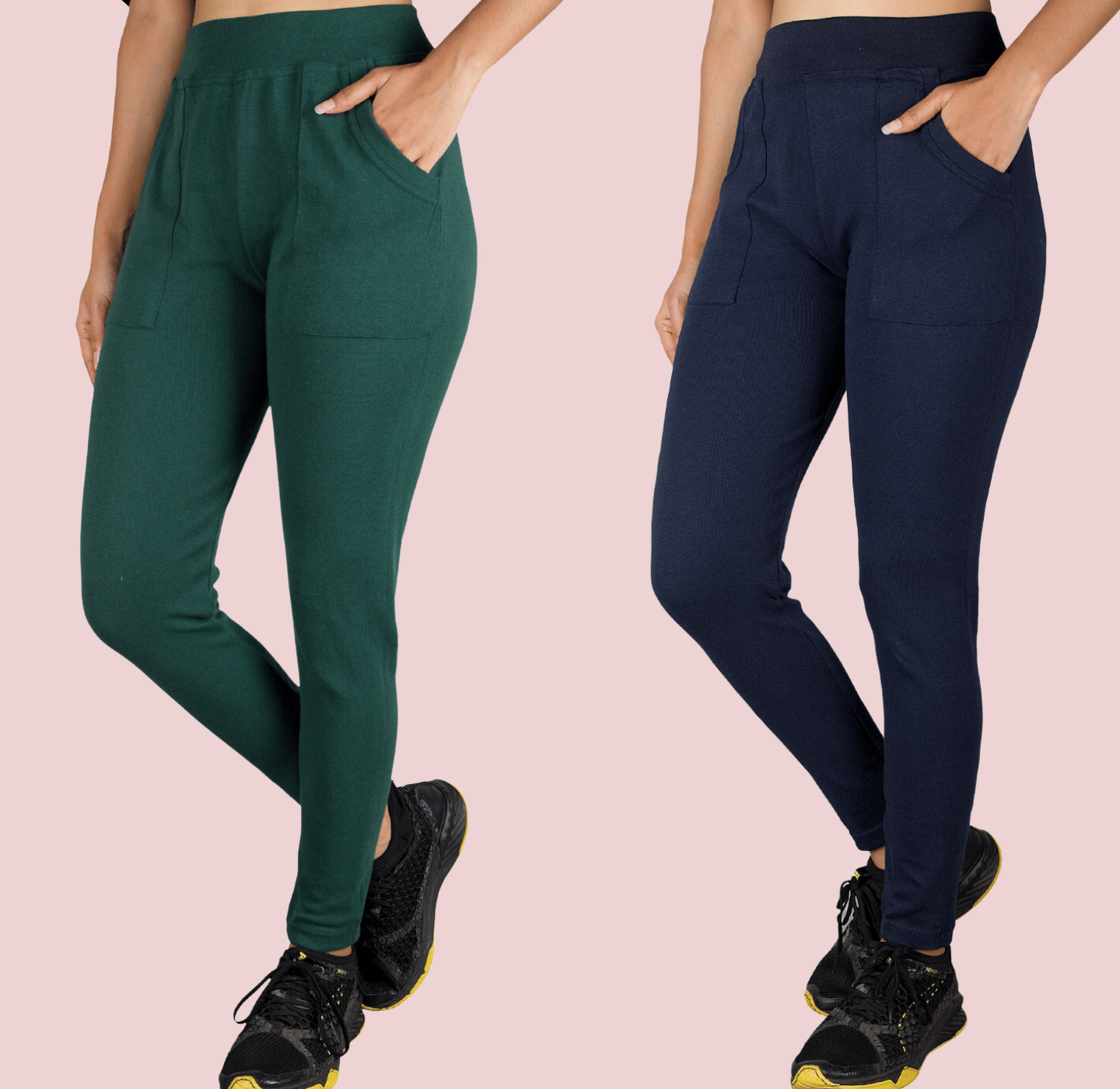     			KARARO JEGGINGS - Cotton Blend Skinny Fit Green Women's Jeggings ( Pack of 2 )