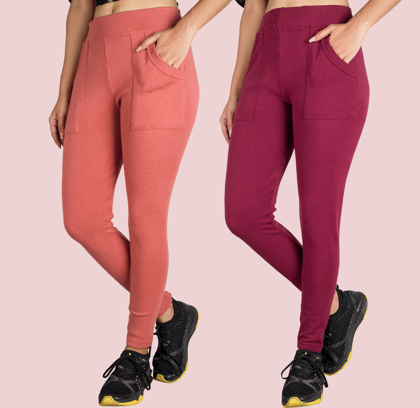 KARARO JEGGINGS - Cotton Blend Skinny Fit Khaki Women's Jeggings ( Pack of 2 ) KARARO JEGGINGS - Cotton Blend Skinny Fit Khaki Women's Jeggings ( Pack of 2 )