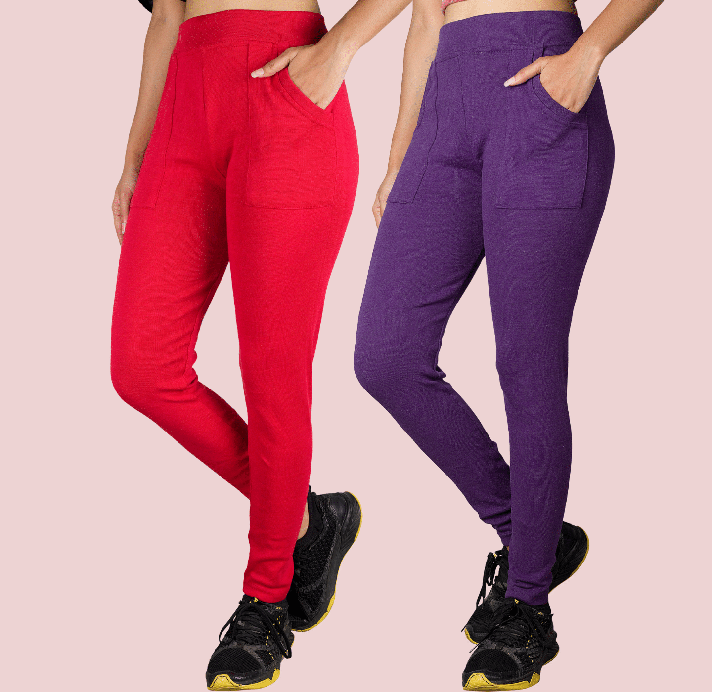     			KARARO JEGGINGS - Cotton Blend Skinny Fit Red Women's Jeggings ( Pack of 2 )