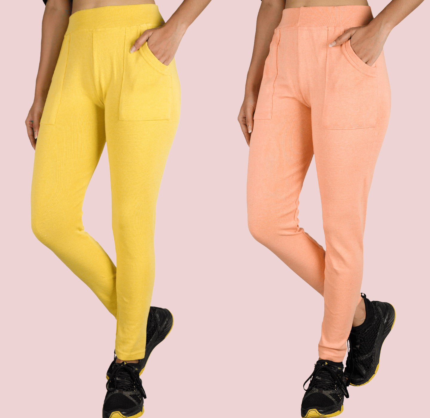 KARARO JEGGINGS - Cotton Blend Skinny Fit Lime Green Women's Jeggings ( Pack of 2 )     			KARARO JEGGINGS - Cotton Blend Skinny Fit Lime Green Women's Jeggings ( Pack of 2 )