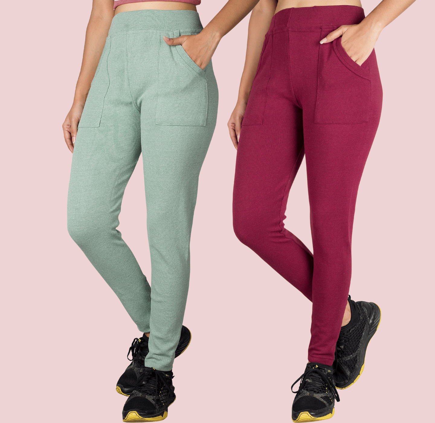    			KARARO JEGGINGS - Cotton Blend Skinny Fit Olive Women's Jeggings ( Pack of 2 )