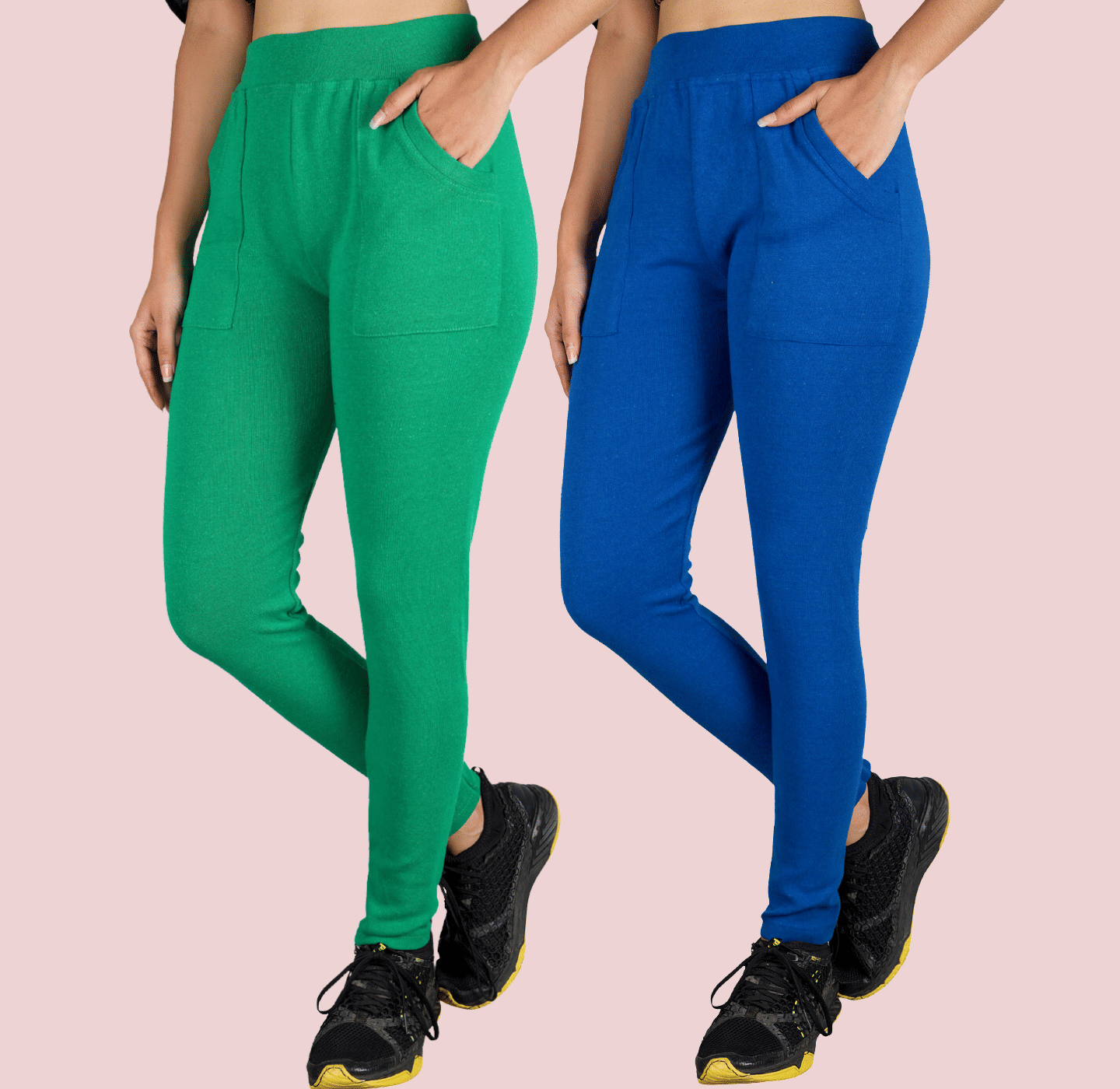     			KARARO JEGGINGS - Cotton Blend Skinny Fit Green Women's Jeggings ( Pack of 2 )