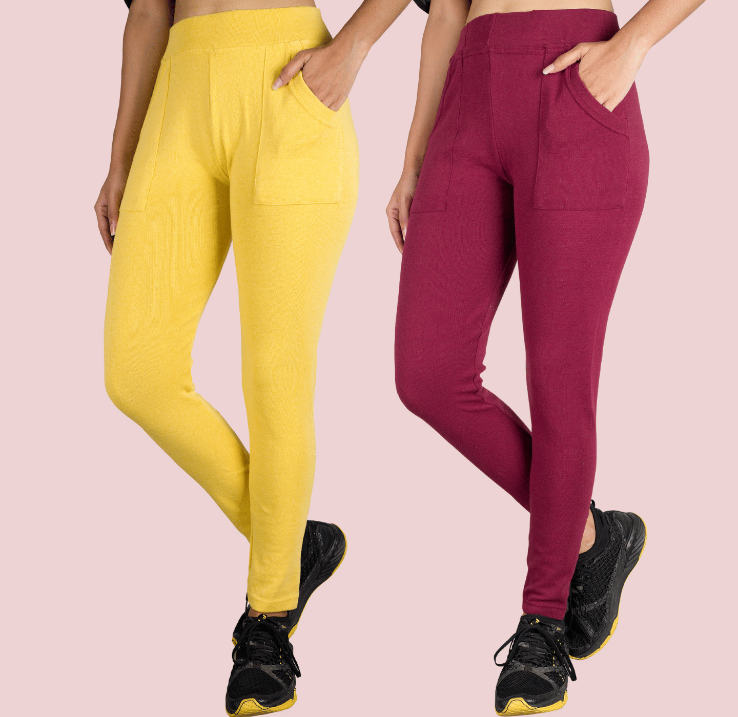     			KARARO JEGGINGS - Cotton Blend Skinny Fit Lime Green Women's Jeggings ( Pack of 2 )