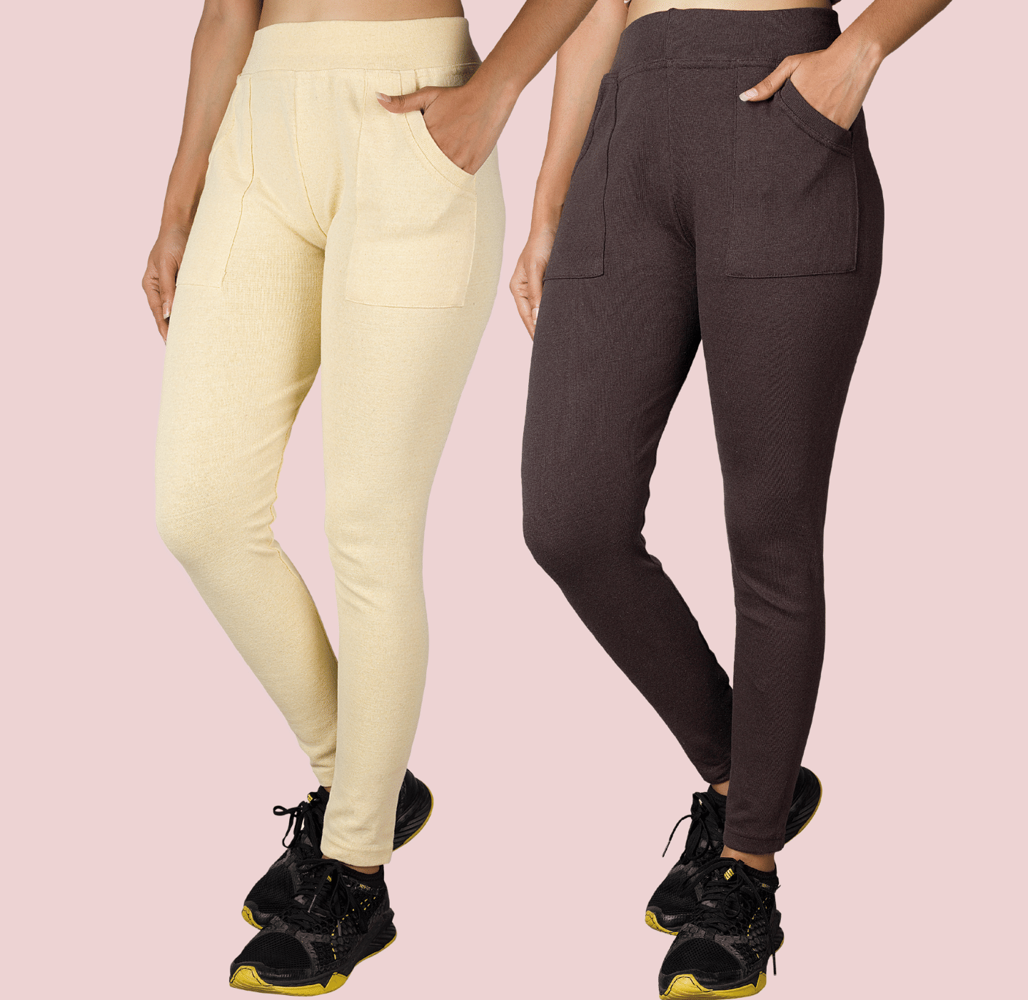 KARARO JEGGINGS - Cotton Blend Skinny Fit Yellow Women's Jeggings ( Pack of 2 ) KARARO JEGGINGS - Cotton Blend Skinny Fit Yellow Women's Jeggings ( Pack of 2 )