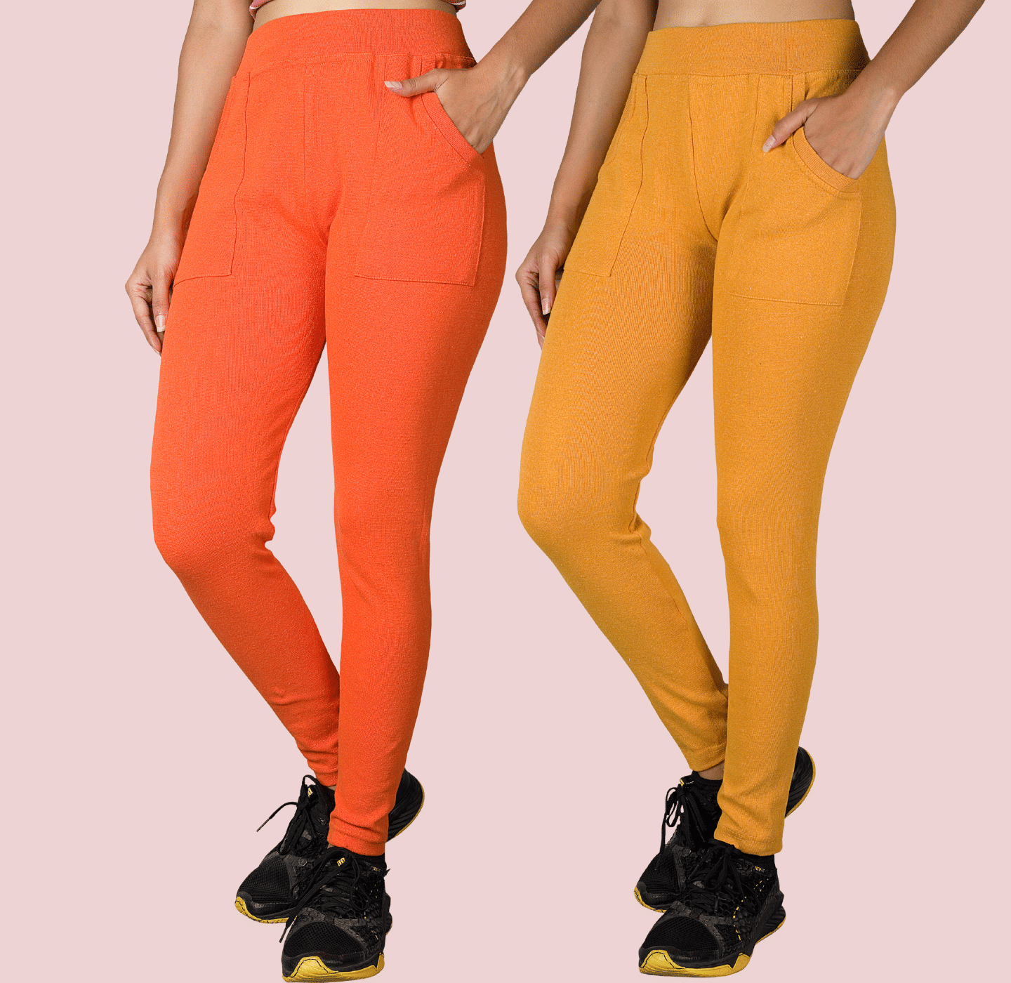 KARARO JEGGINGS - Cotton Blend Skinny Fit Orange Women's Jeggings ( Pack of 2 ) KARARO JEGGINGS - Cotton Blend Skinny Fit Orange Women's Jeggings ( Pack of 2 )