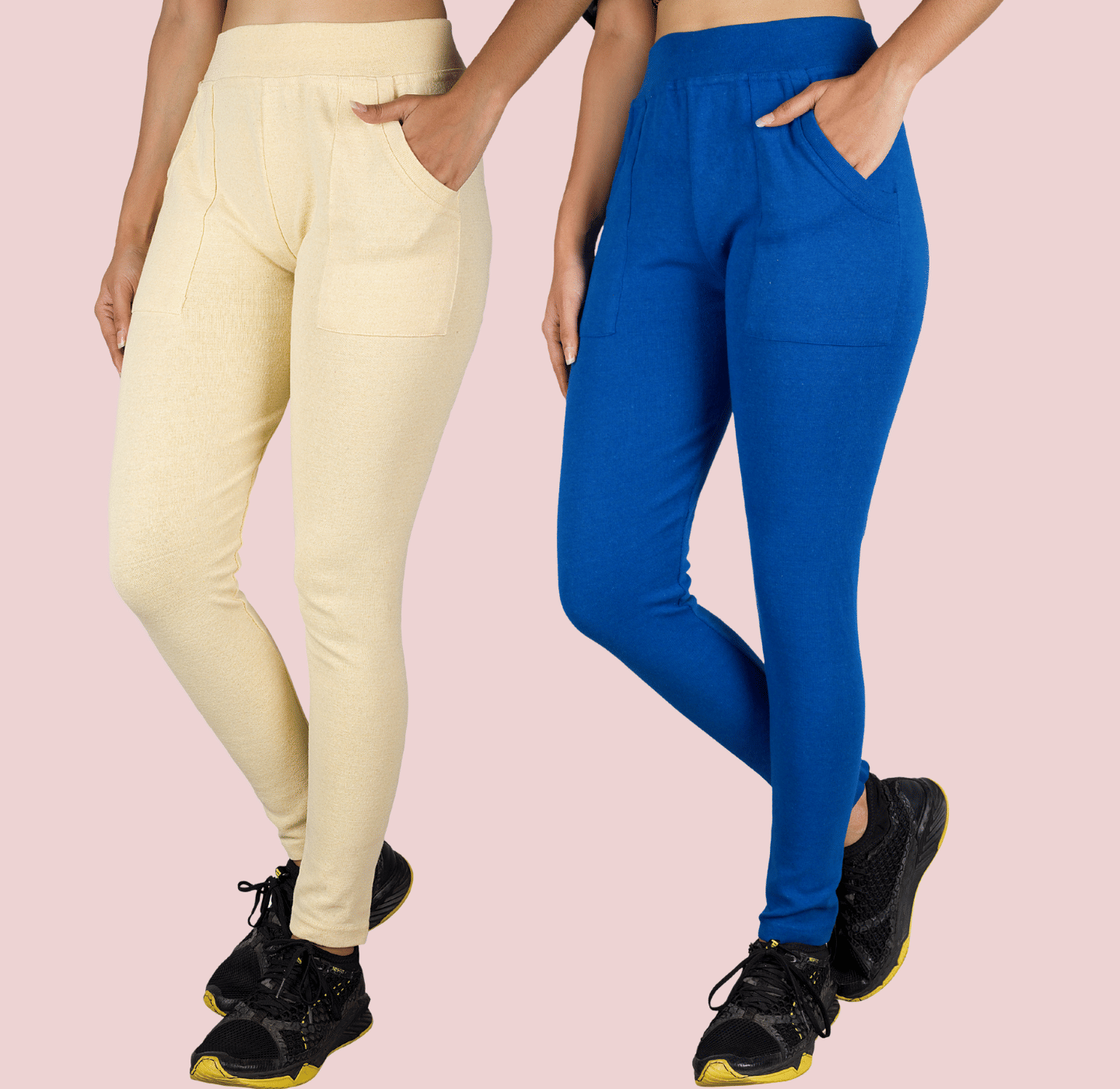    			KARARO JEGGINGS - Cotton Blend Skinny Fit Yellow Women's Jeggings ( Pack of 2 )