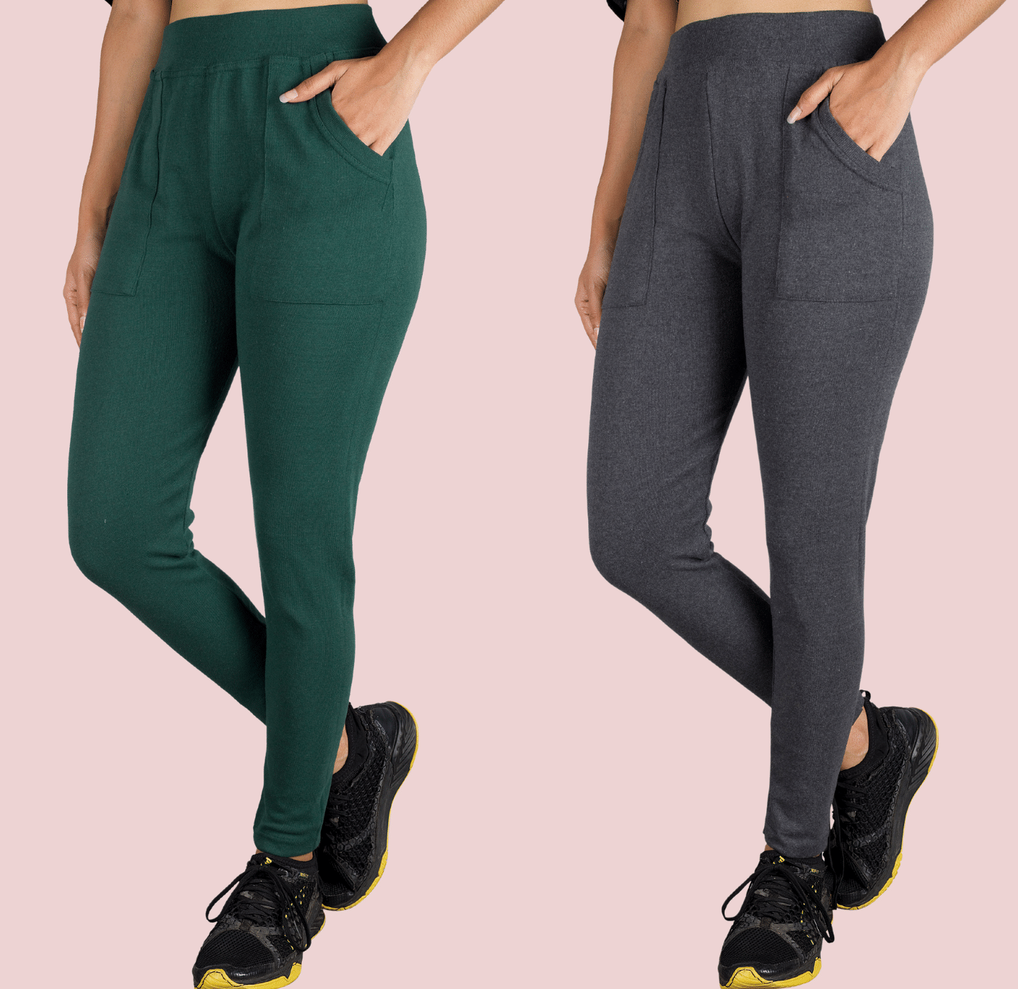     			KARARO JEGGINGS - Cotton Blend Skinny Fit Sea Green Women's Jeggings ( Pack of 2 )