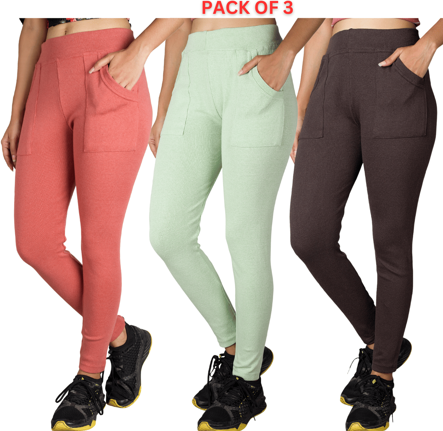     			KARARO JEGGINGS - Cotton Blend Skinny Fit Brown Women's Jeggings ( Pack of 3 )