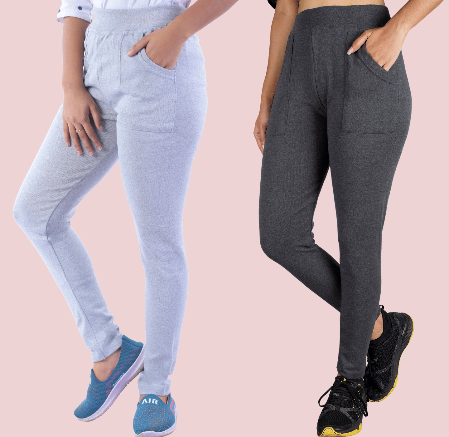KARARO JEGGINGS - Cotton Blend Skinny Fit Light Grey Women's Jeggings ( Pack of 2 ) KARARO JEGGINGS - Cotton Blend Skinny Fit Light Grey Women's Jeggings ( Pack of 2 )