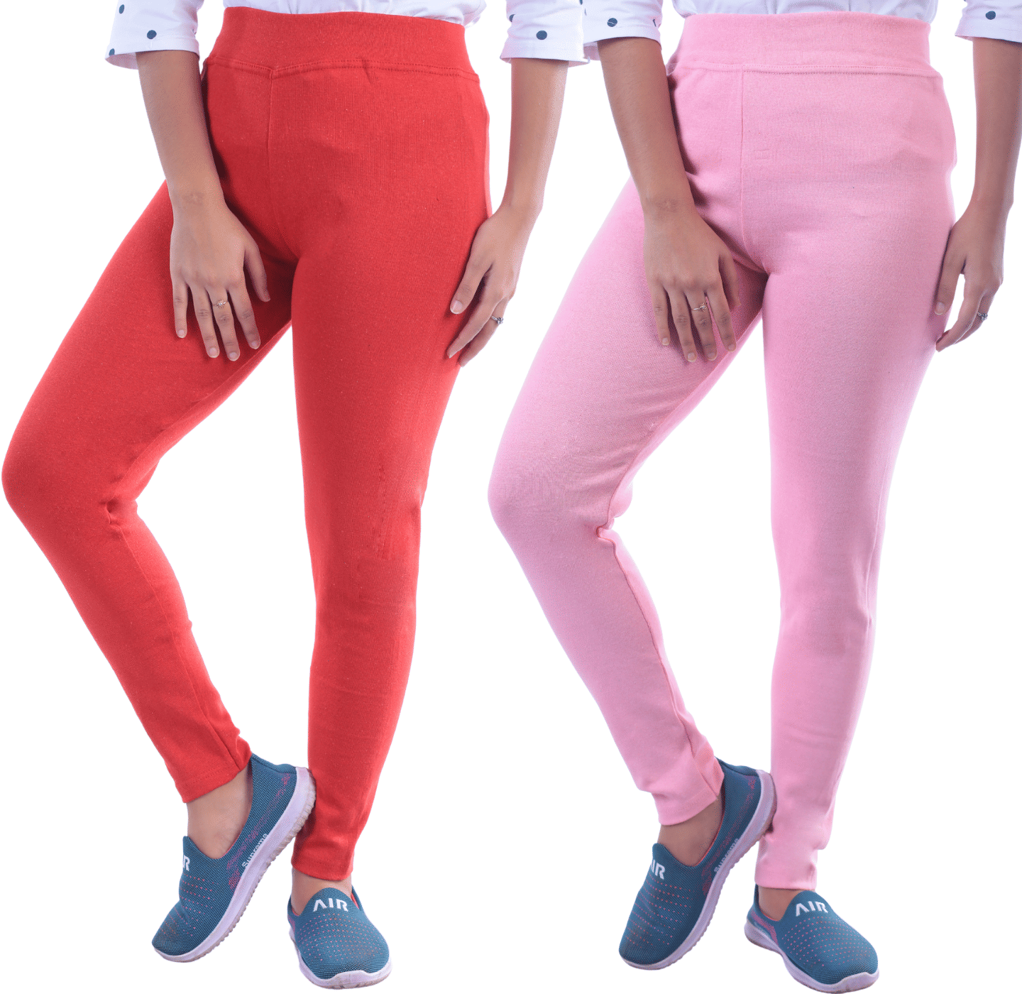     			KARARO JEGGINGS - Cotton Blend Skinny Fit Red Women's Jeggings ( Pack of 2 )