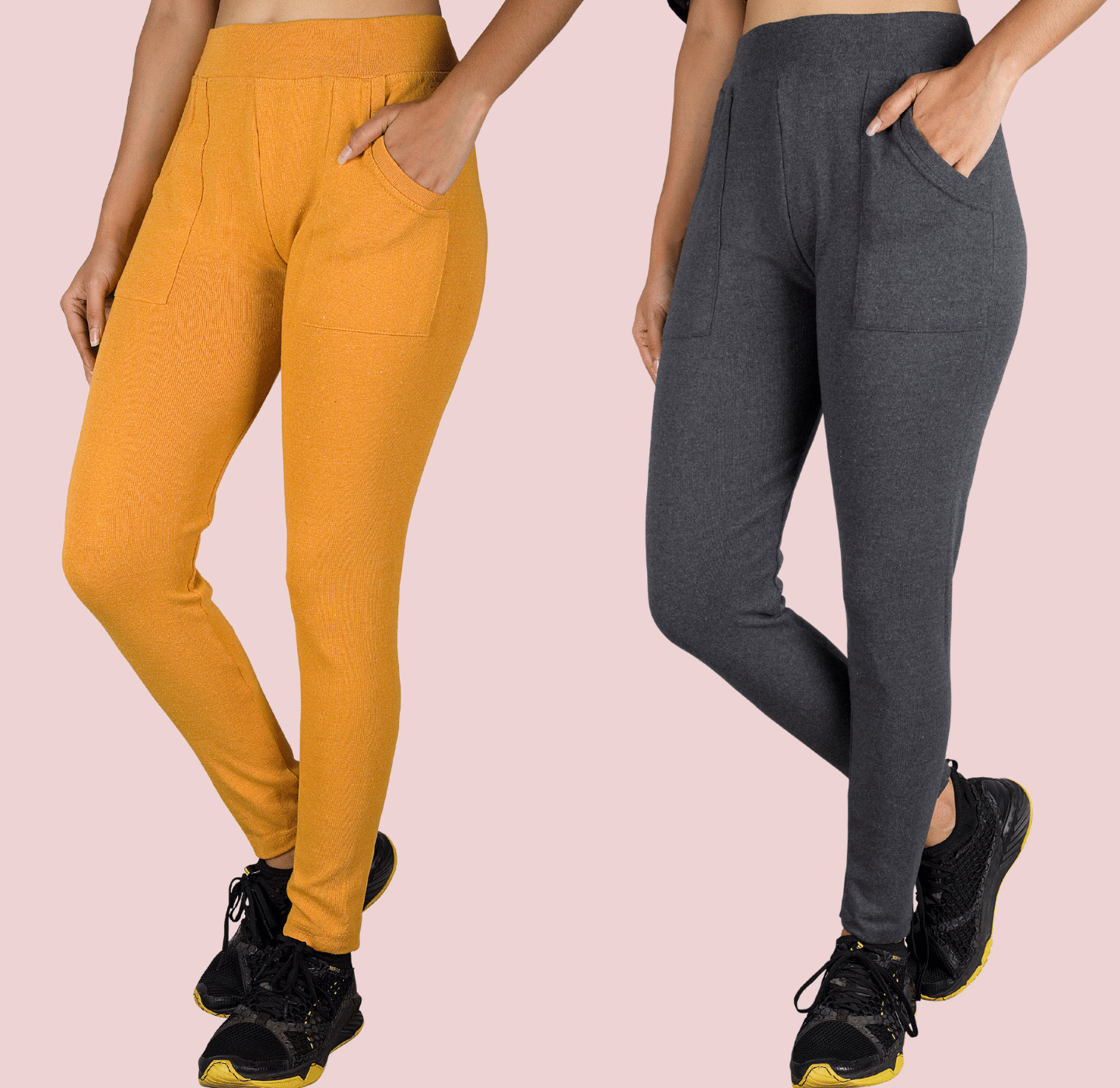     			KARARO JEGGINGS - Cotton Blend Skinny Fit Gold Women's Jeggings ( Pack of 2 )