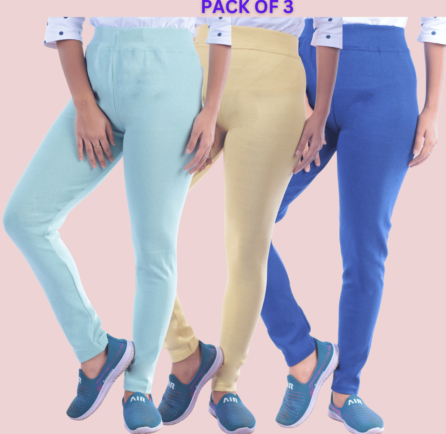     			KARARO JEGGINGS - Cotton Blend Skinny Fit Yellow Women's Jeggings ( Pack of 3 )