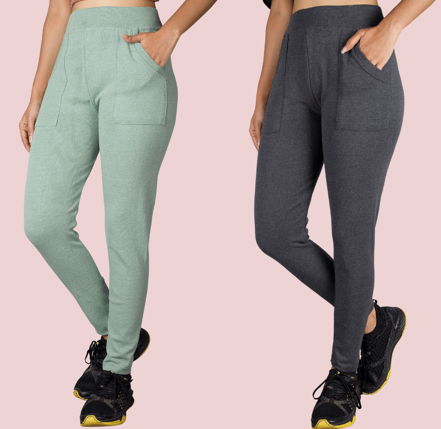 KARARO JEGGINGS - Cotton Blend Skinny Fit Olive Women's Jeggings ( Pack of 2 )     			KARARO JEGGINGS - Cotton Blend Skinny Fit Olive Women's Jeggings ( Pack of 2 )