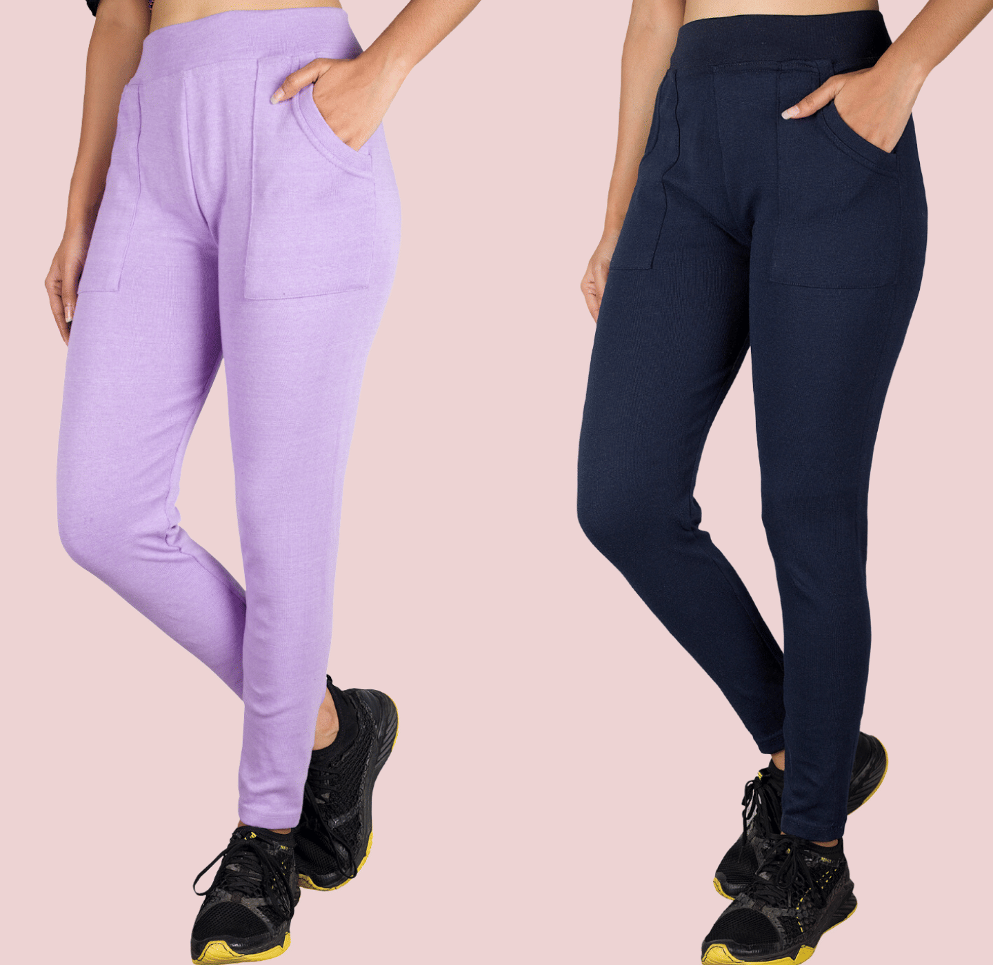 KARARO JEGGINGS - Cotton Blend Skinny Fit Lavender Women's Jeggings ( Pack of 2 )     			KARARO JEGGINGS - Cotton Blend Skinny Fit Lavender Women's Jeggings ( Pack of 2 )