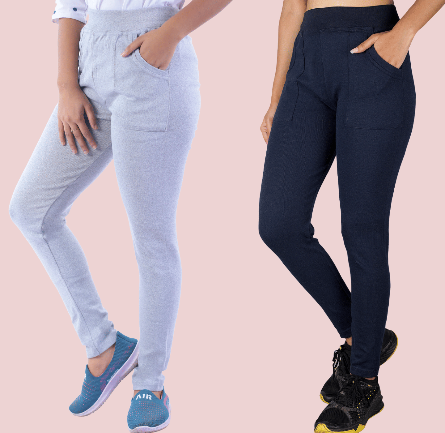     			KARARO JEGGINGS - Cotton Blend Skinny Fit Light Grey Women's Jeggings ( Pack of 2 )