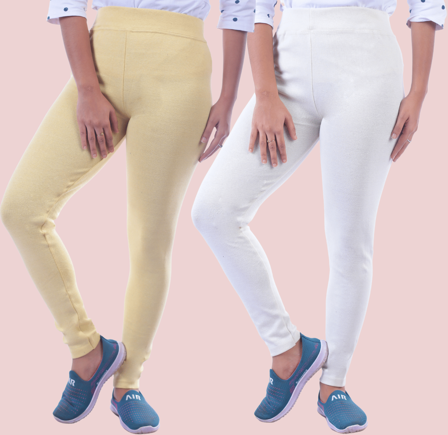     			KARARO JEGGINGS - Cotton Blend Skinny Fit Yellow Women's Jeggings ( Pack of 2 )