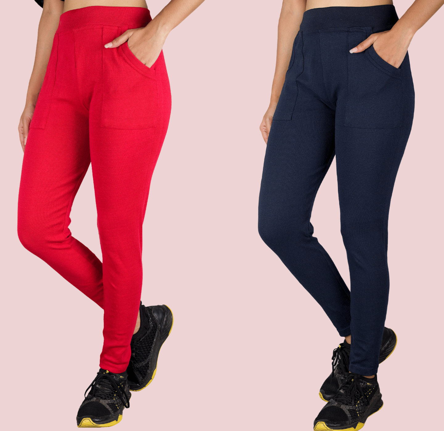 KARARO JEGGINGS - Cotton Blend Skinny Fit Red Women's Jeggings ( Pack of 2 ) KARARO JEGGINGS - Cotton Blend Skinny Fit Red Women's Jeggings ( Pack of 2 )