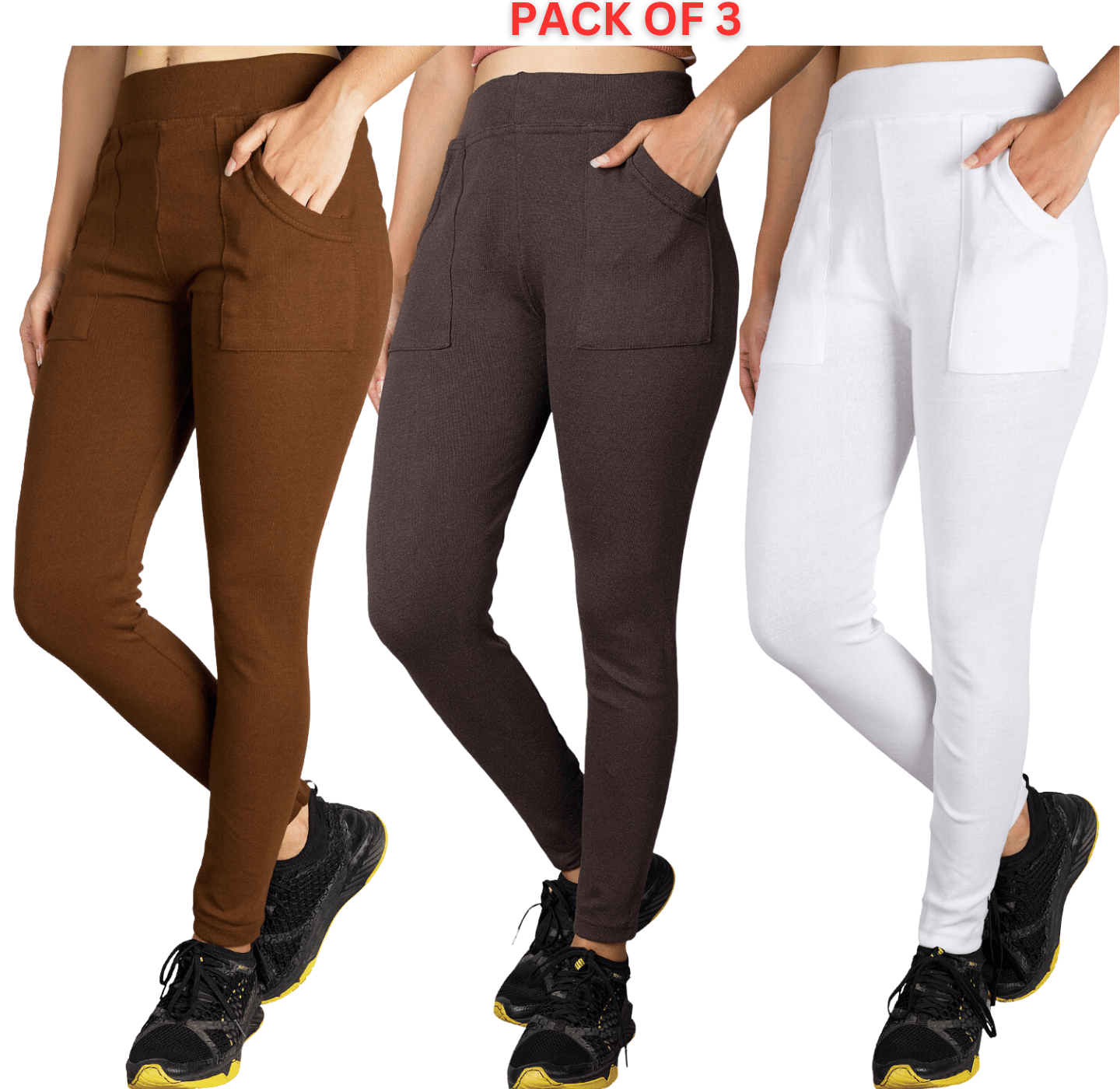     			KARARO JEGGINGS - Cotton Blend Skinny Fit Brown Women's Jeggings ( Pack of 3 )