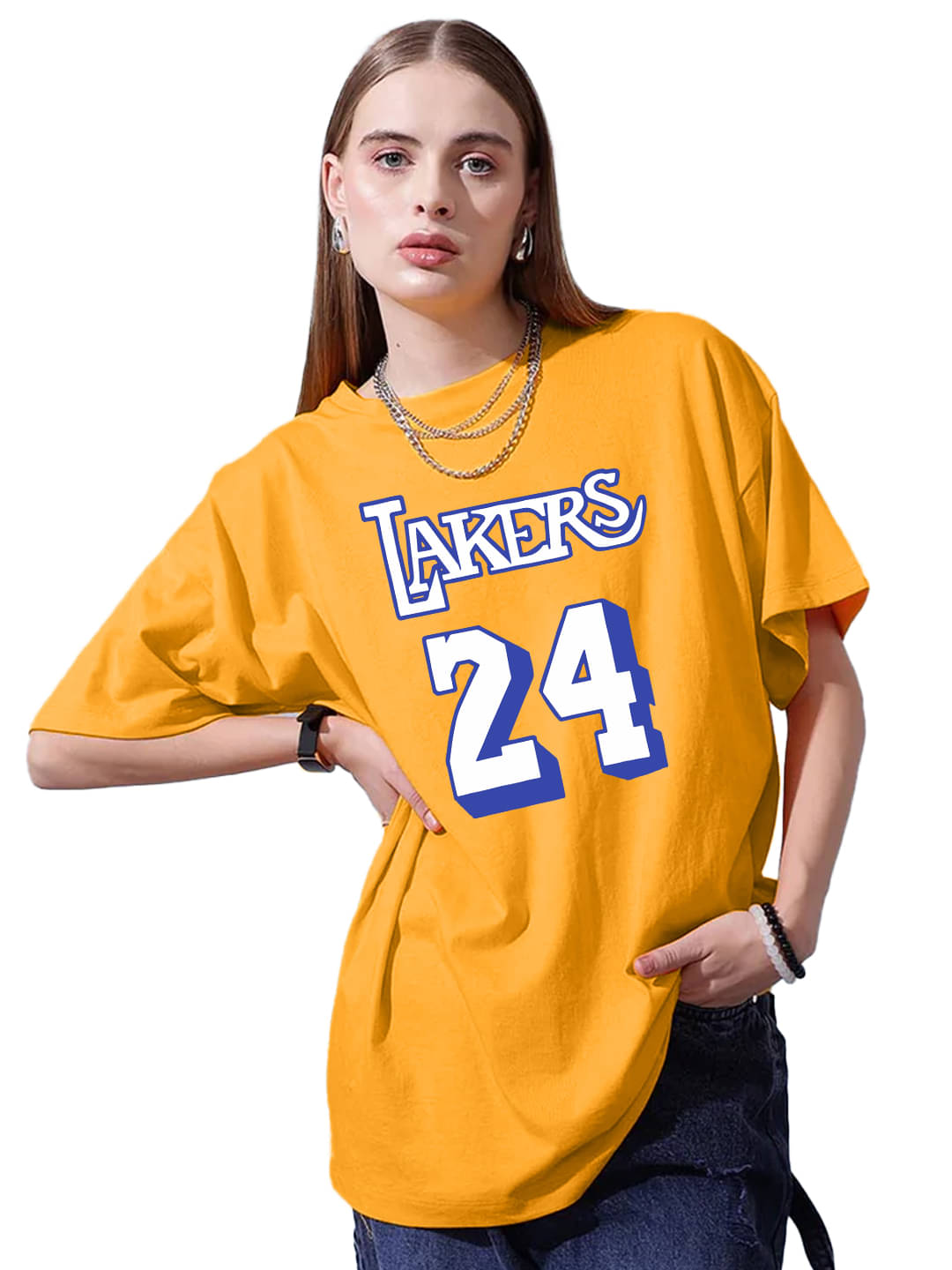 Leotude Women Cotton Blend Printed Oversized Round Neck T-Shirt ( Yellow ) Leotude Women Cotton Blend Printed Oversized Round Neck T-Shirt ( Yellow )