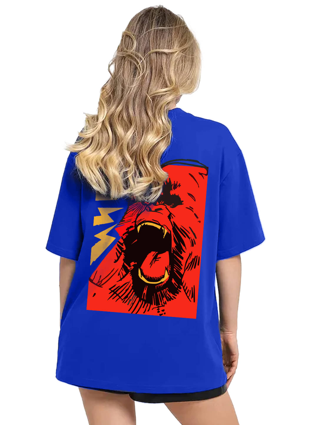 Leotude Women Cotton Blend Printed Oversized Fit Round Neck T-Shirt ( Blue ) Leotude Women Cotton Blend Printed Oversized Fit Round Neck T-Shirt ( Blue )