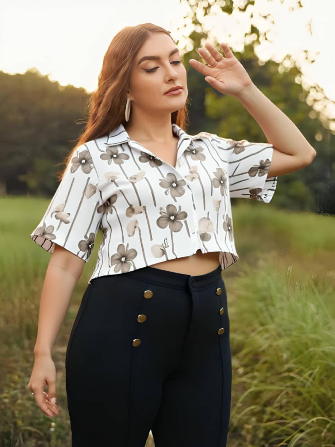     			MAYKR Women Printed Cotton Shirt ( White )