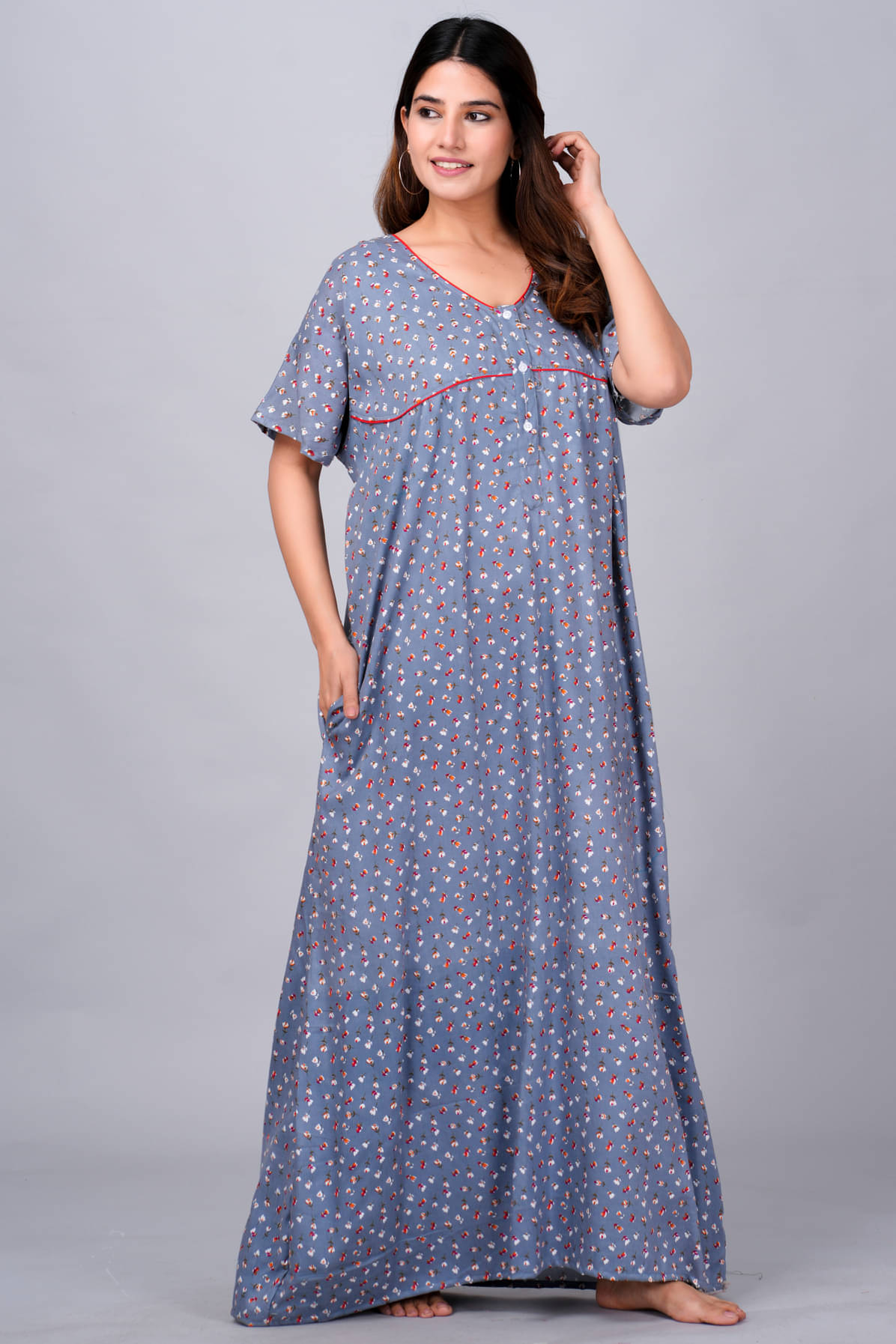     			NEEED Grey Cotton Women's Nightwear Nighty & Night Gowns ( Pack of 1 )