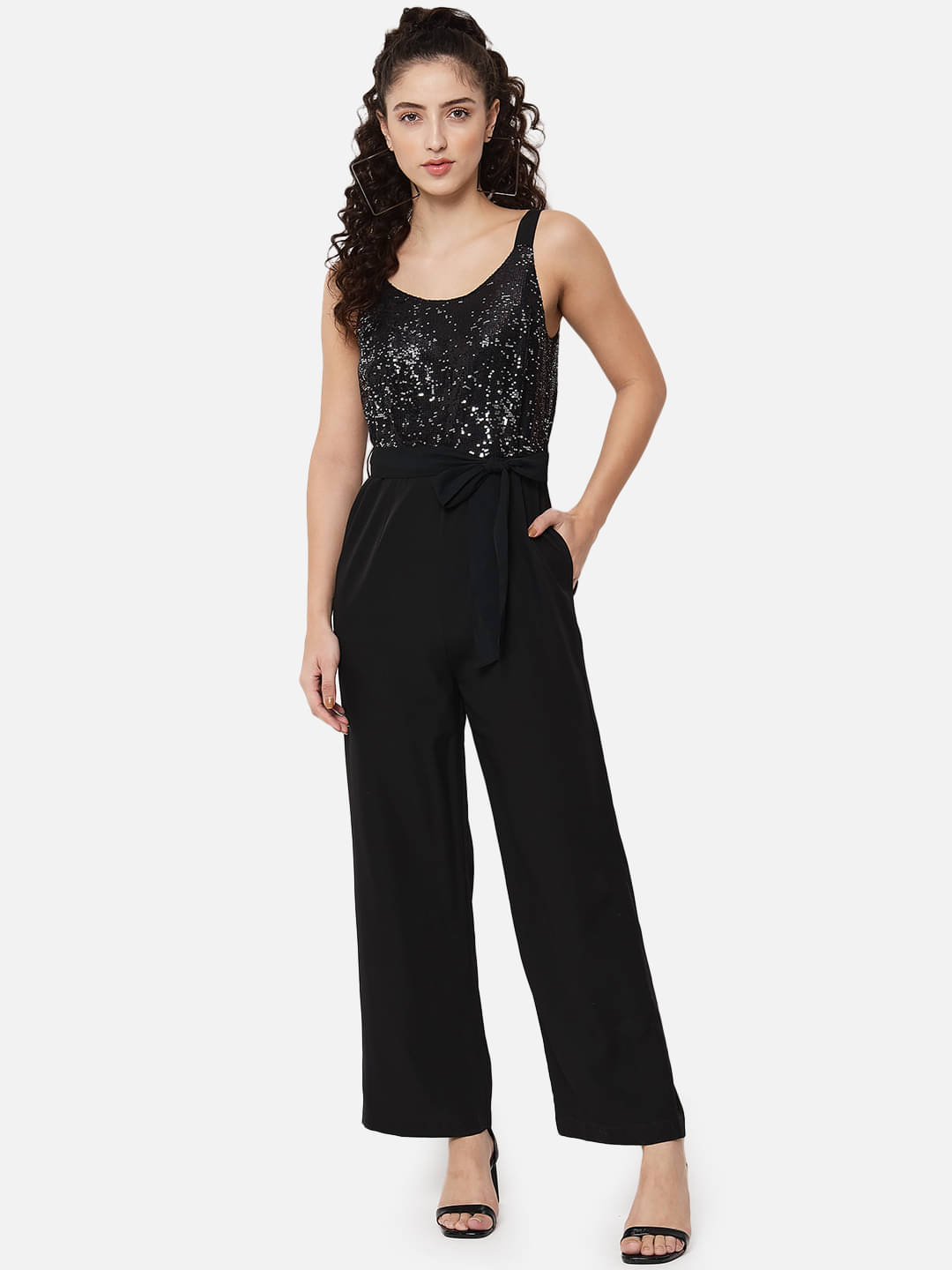 OTIRA Women's Embellished Crepe Jumpsuit ( Black ) OTIRA Women's Embellished Crepe Jumpsuit ( Black )