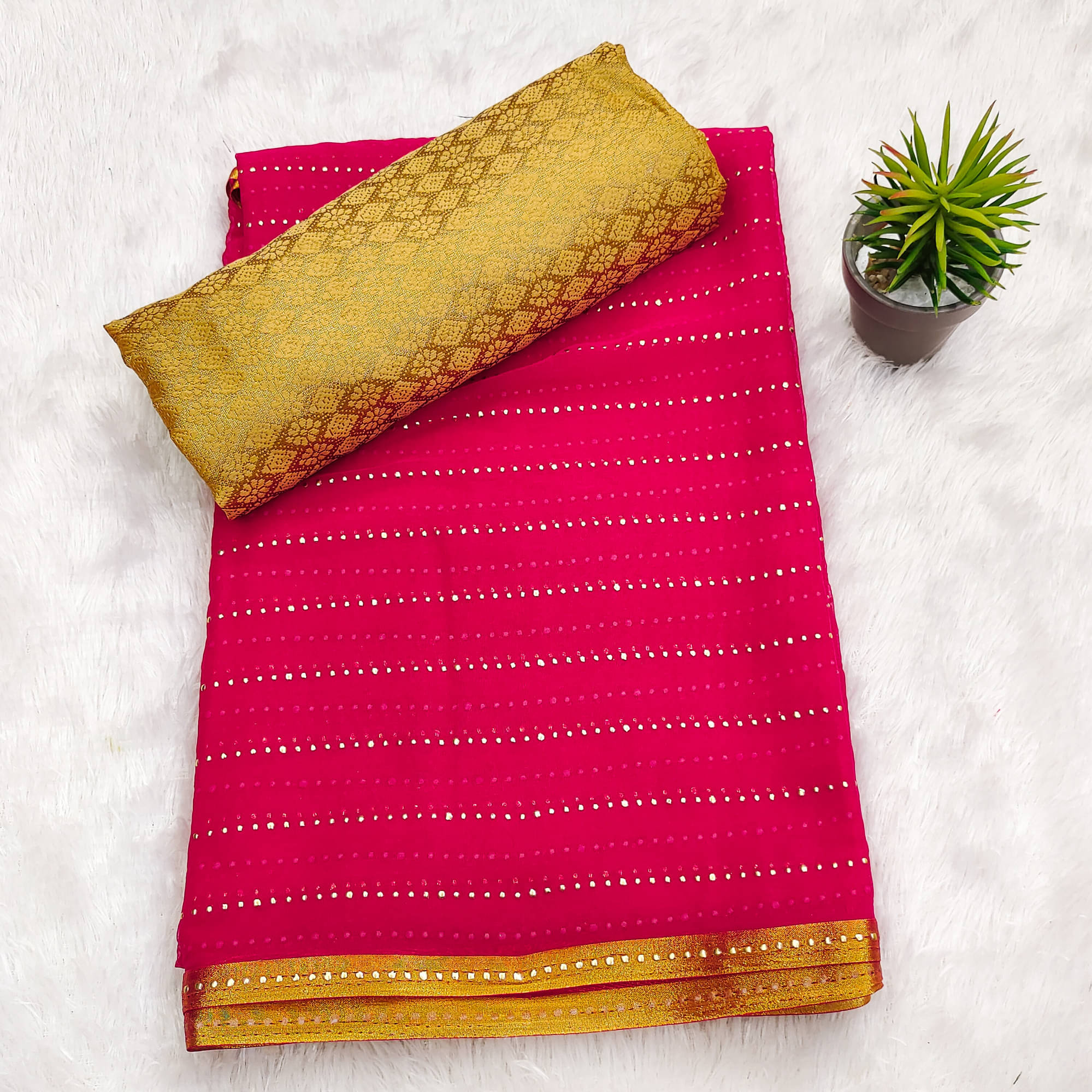 Parmila Fashion Chiffon Embellished Saree With Unstitched Blouse Piece ( Pink ) Parmila Fashion Chiffon Embellished Saree With Unstitched Blouse Piece ( Pink )