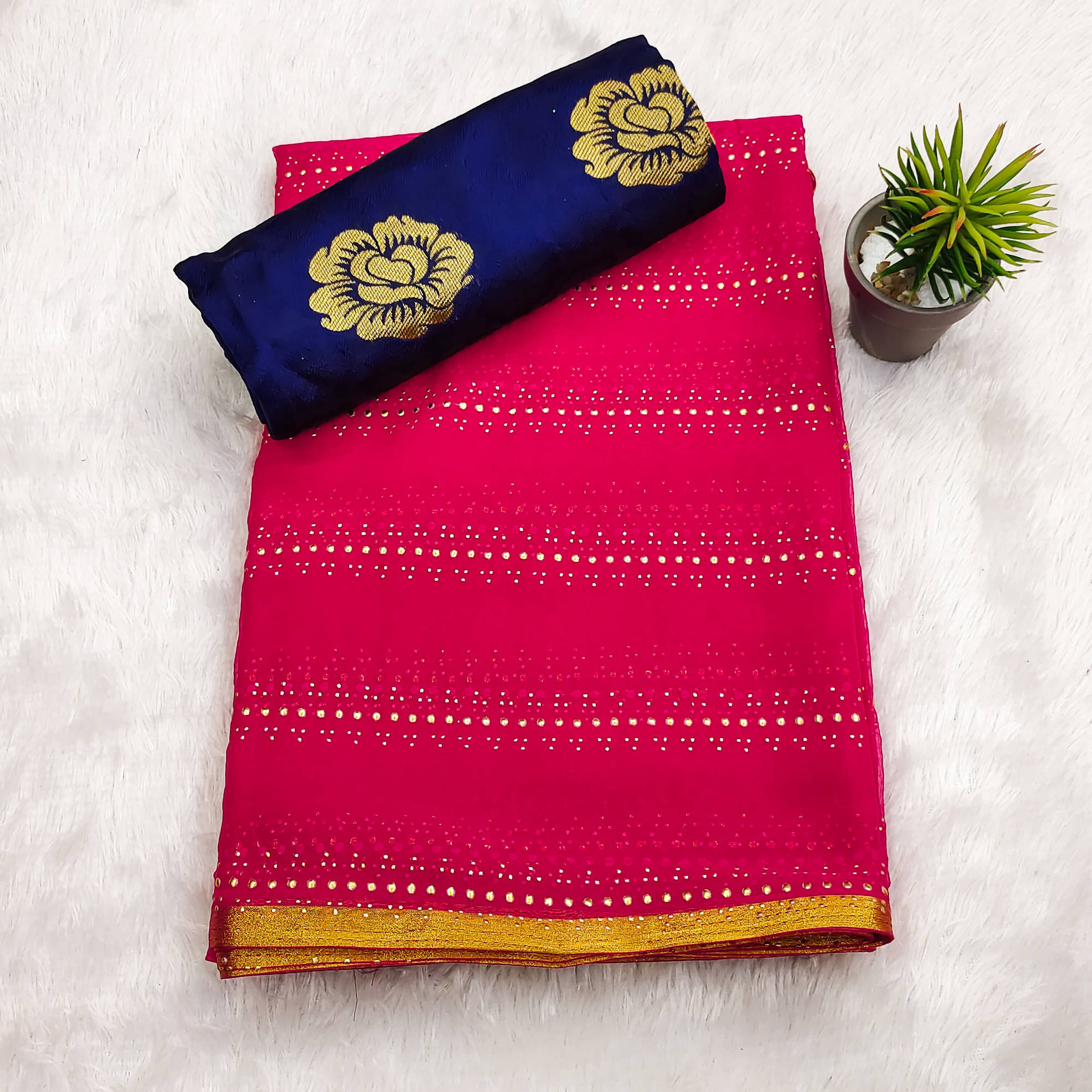 Parmila Fashion Chiffon Embellished Saree With Unstitched Blouse Piece ( Pink ) Parmila Fashion Chiffon Embellished Saree With Unstitched Blouse Piece ( Pink )