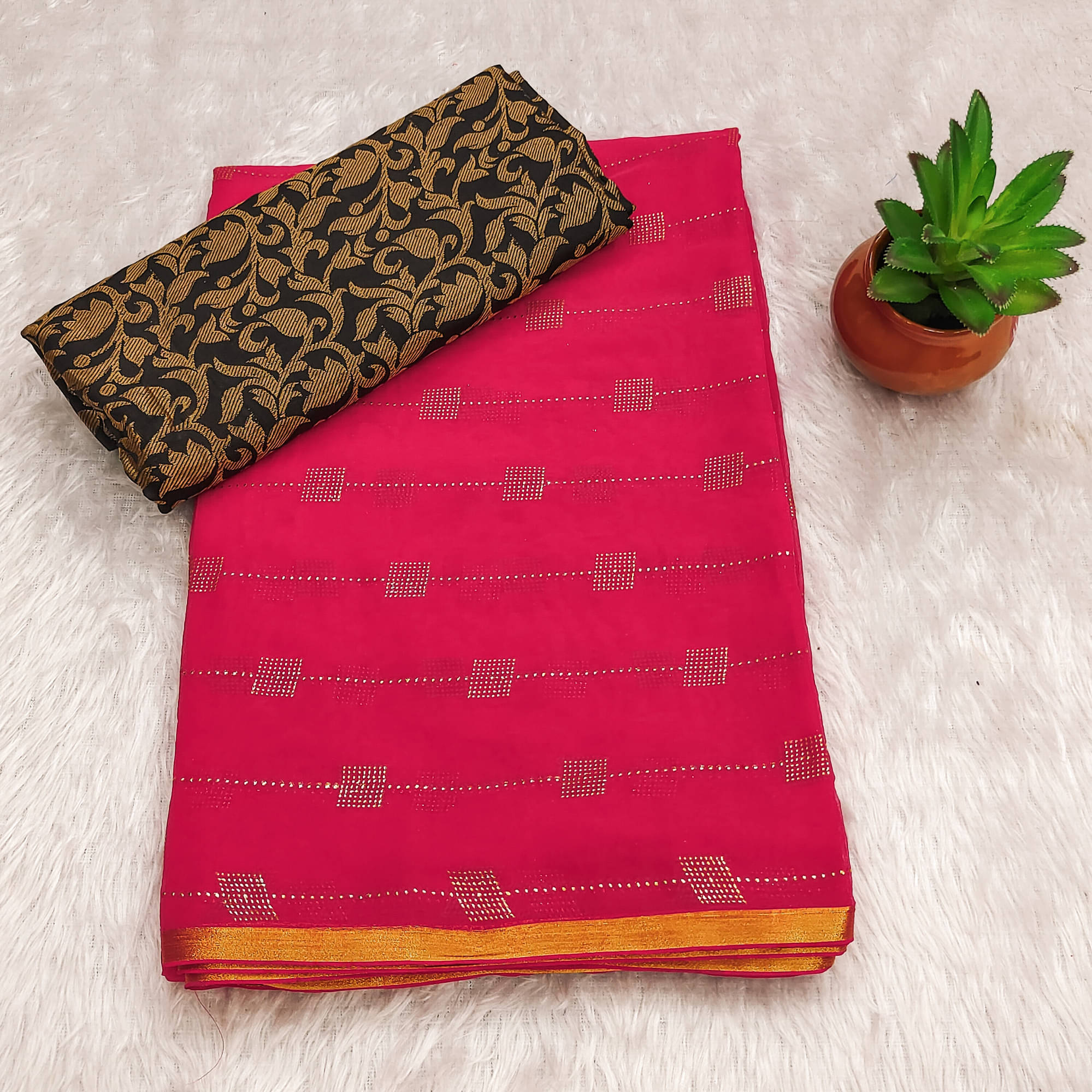 Parmila Fashion Chiffon Embellished Saree With Unstitched Blouse Piece ( Pink ) Parmila Fashion Chiffon Embellished Saree With Unstitched Blouse Piece ( Pink )