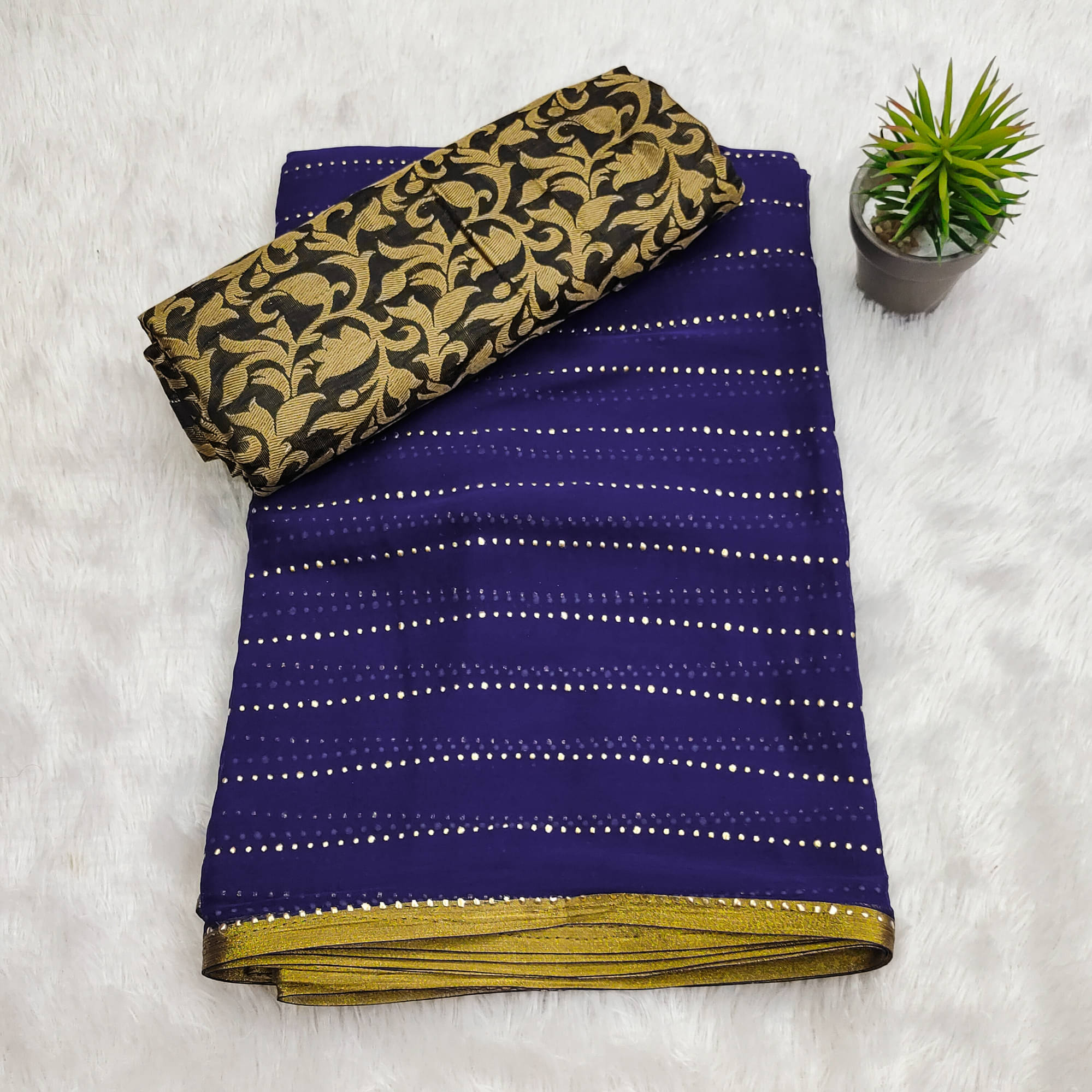 Parmila Fashion Chiffon Embellished Saree With Unstitched Blouse Piece ( Navy Blue ) Parmila Fashion Chiffon Embellished Saree With Unstitched Blouse Piece ( Navy Blue )