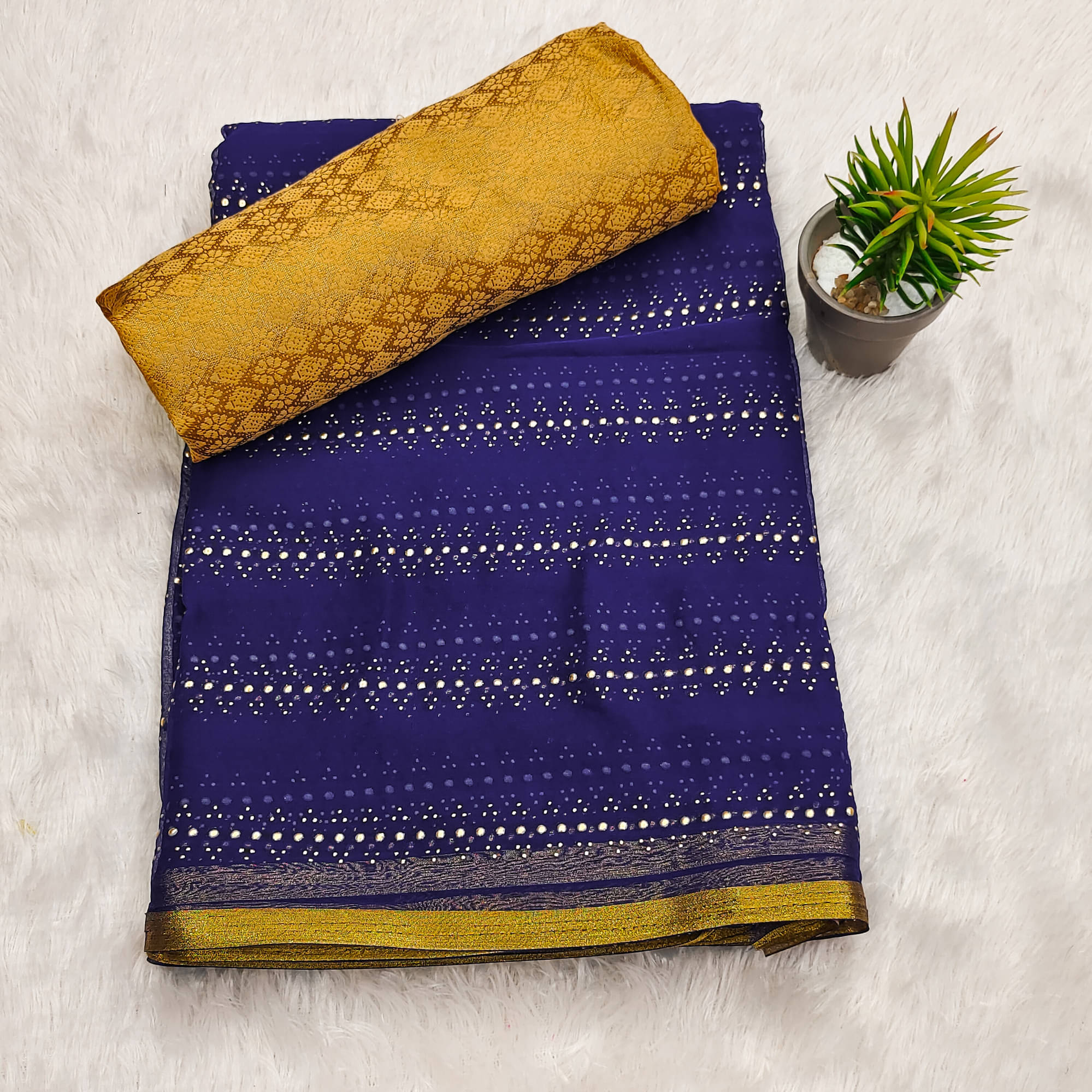 Parmila Fashion Chiffon Embellished Saree With Unstitched Blouse Piece ( Navy Blue ) Parmila Fashion Chiffon Embellished Saree With Unstitched Blouse Piece ( Navy Blue )