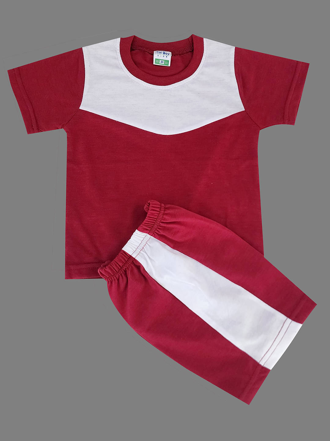     			RELANE Pack of 1 Baby Boys Cotton Blend T-Shirt & Shorts Set ( Maroon )
