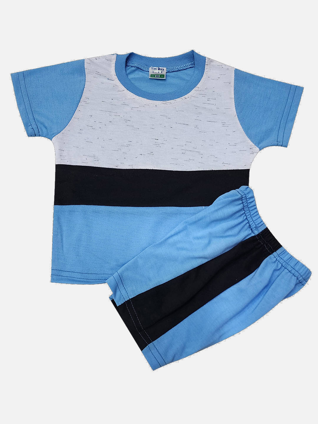     			RELANE Pack of 1 Baby Boys Cotton Blend T-Shirt & Shorts Set ( Light Blue )