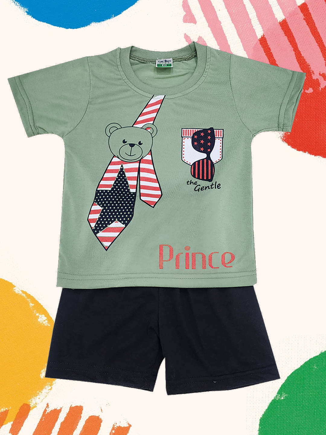     			RELANE Pack of 1 Boys Cotton Blend T-Shirt & Shorts Set ( Sea Green )