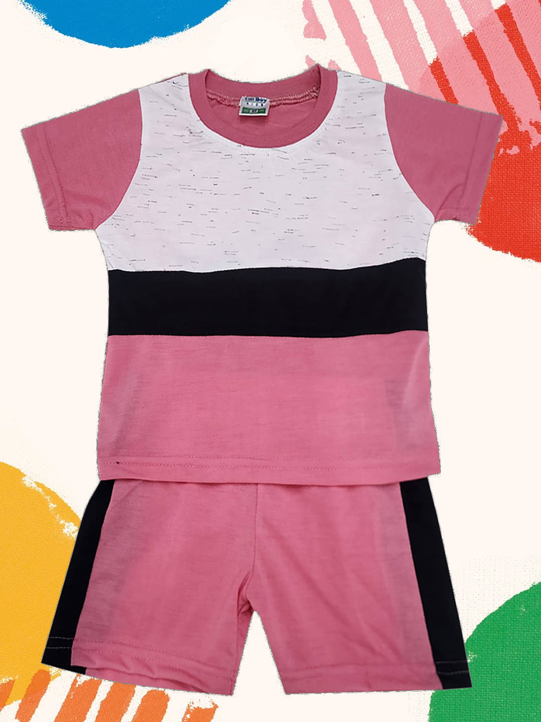     			RELANE Pack of 1 Boys Cotton Blend T-Shirt & Shorts Set ( Pink )