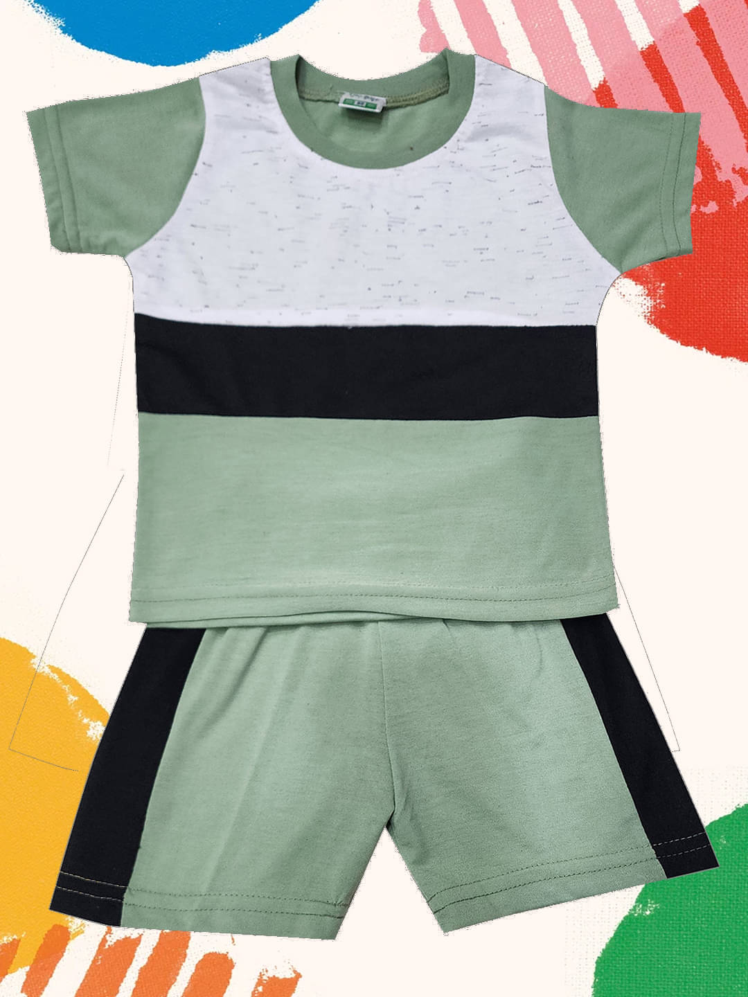     			RELANE Pack of 1 Boys Cotton Blend T-Shirt & Shorts Set ( Sea Green )