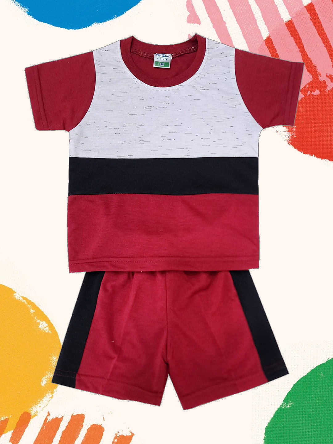RELANE Pack of 1 Boys Cotton Blend T-Shirt & Shorts Set ( Maroon ) RELANE Pack of 1 Boys Cotton Blend T-Shirt & Shorts Set ( Maroon )