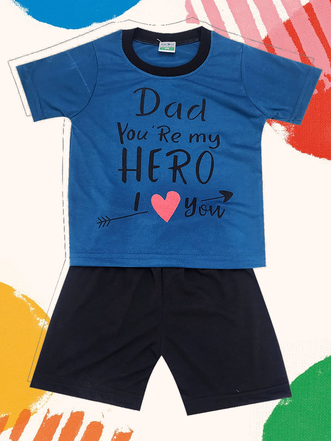     			RELANE Pack of 1 Boys Cotton Blend T-Shirt & Shorts Set ( Blue )
