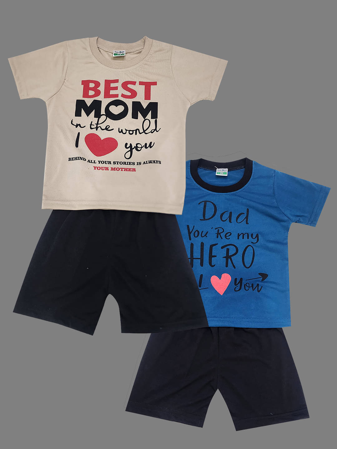     			RELANE Pack of 2 Baby Boys Cotton Blend T-Shirt & Shorts Set ( Beige )