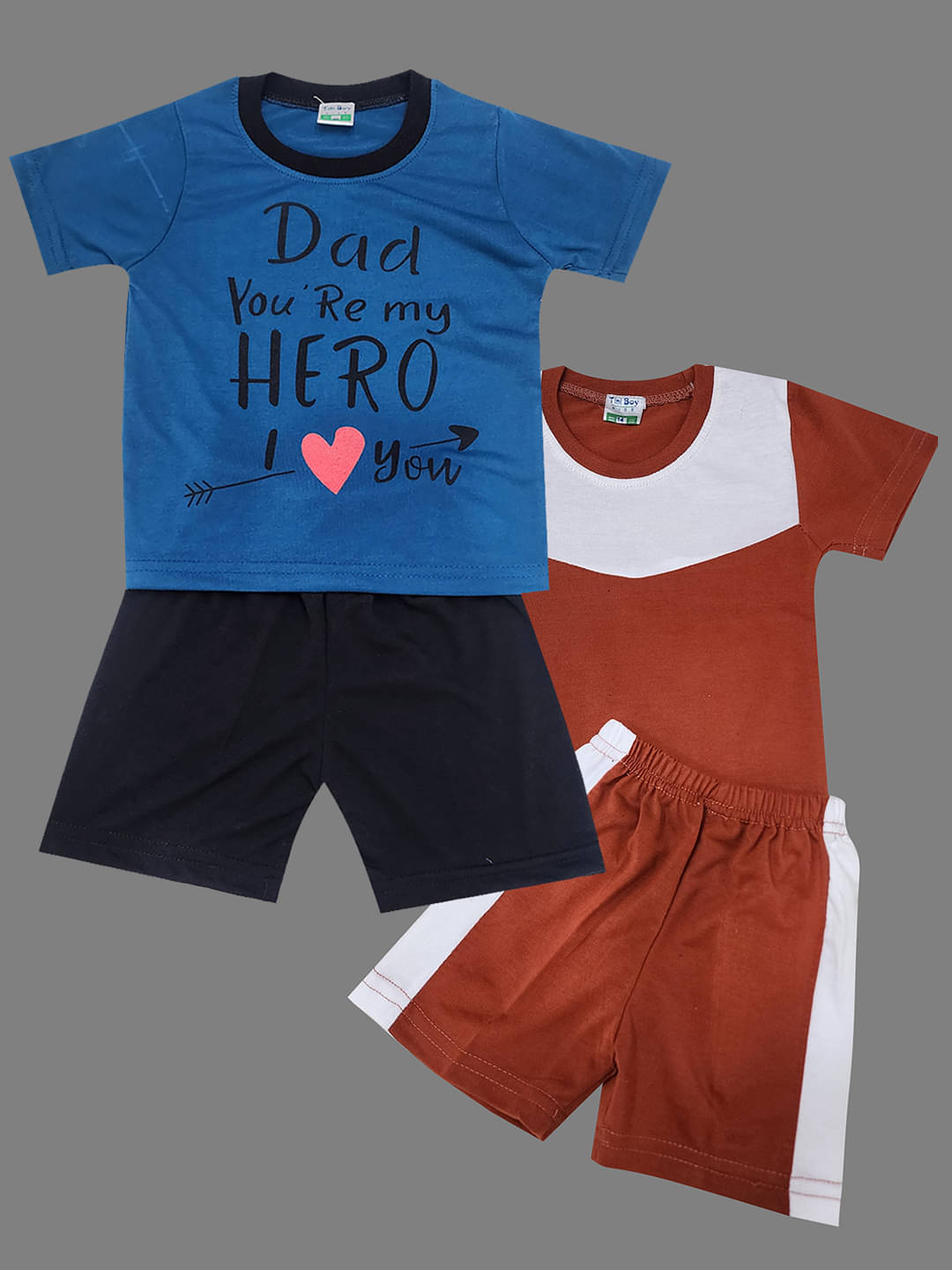 RELANE Pack of 2 Baby Boys Cotton Blend T-Shirt & Shorts Set ( Blue ) RELANE Pack of 2 Baby Boys Cotton Blend T-Shirt & Shorts Set ( Blue )