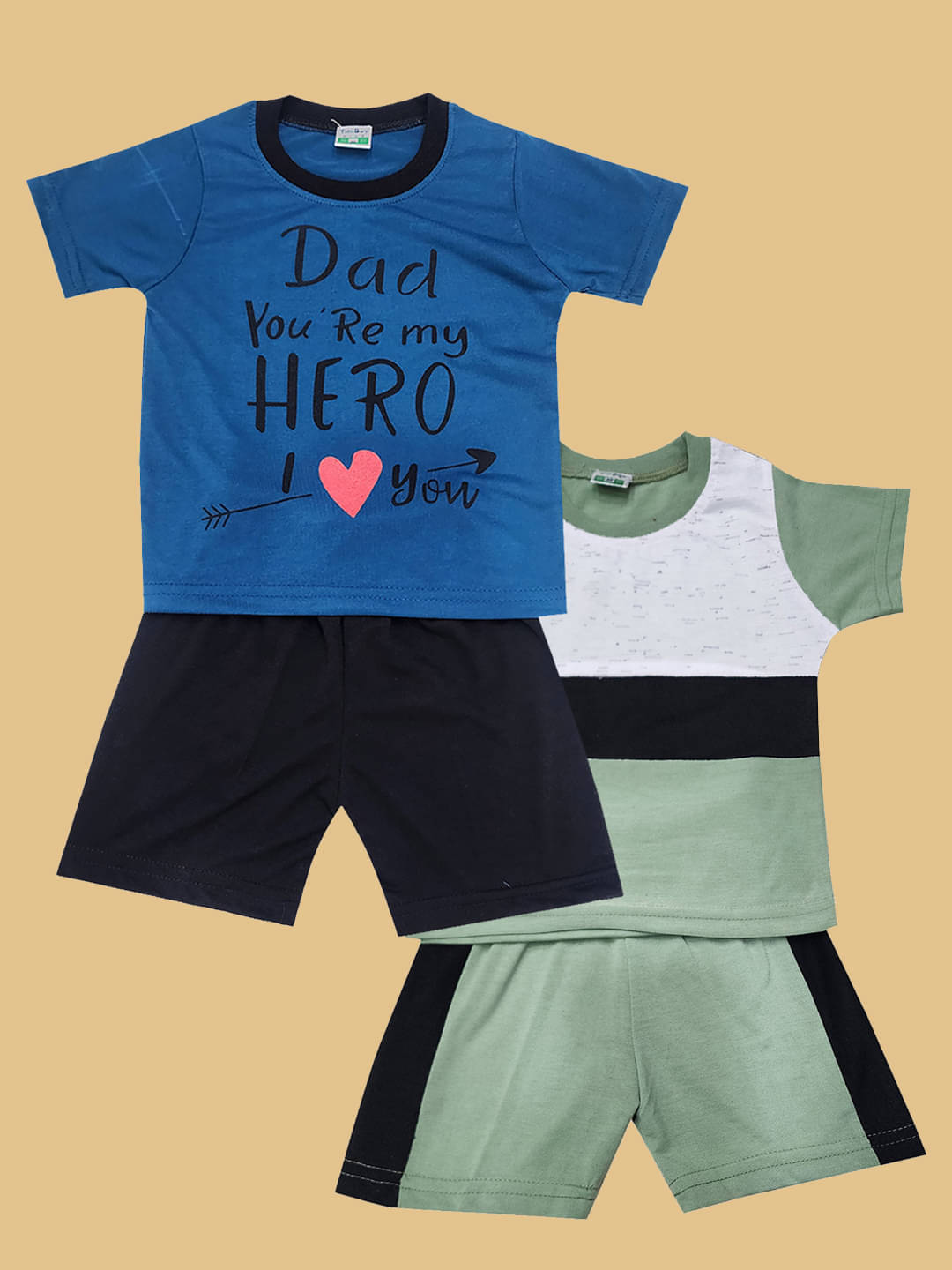     			RELANE Pack of 2 Boys Cotton Blend T-Shirt & Shorts Set ( Blue )