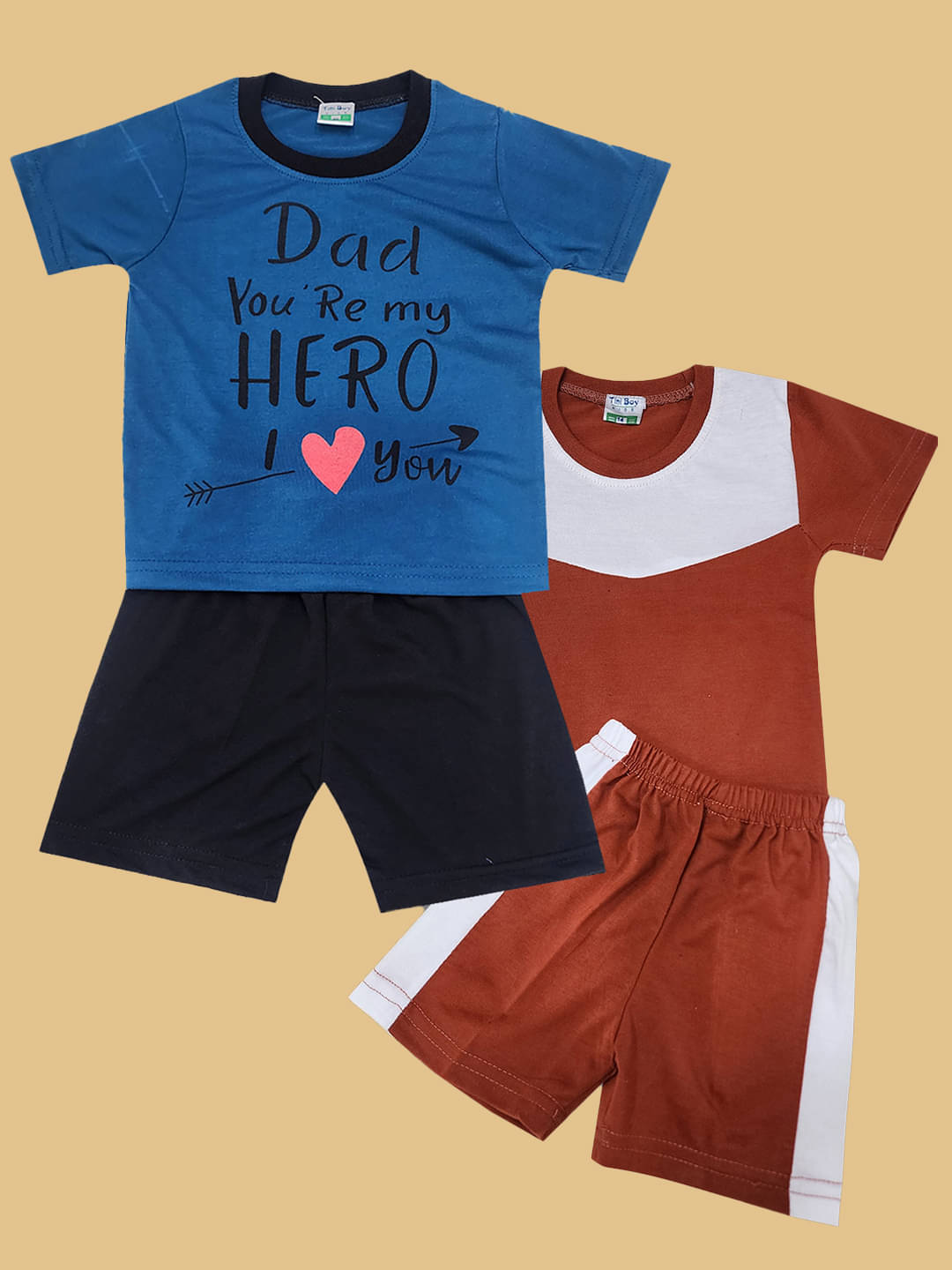 RELANE Pack of 2 Boys Cotton Blend T-Shirt & Shorts Set ( Blue ) RELANE Pack of 2 Boys Cotton Blend T-Shirt & Shorts Set ( Blue )