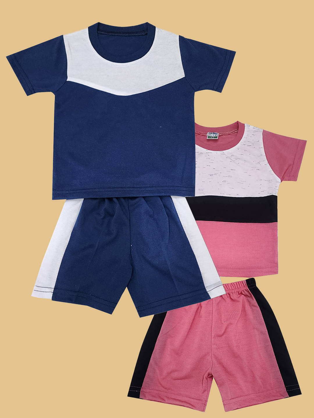     			RELANE Pack of 2 Boys Cotton Blend T-Shirt & Shorts Set ( Blue )