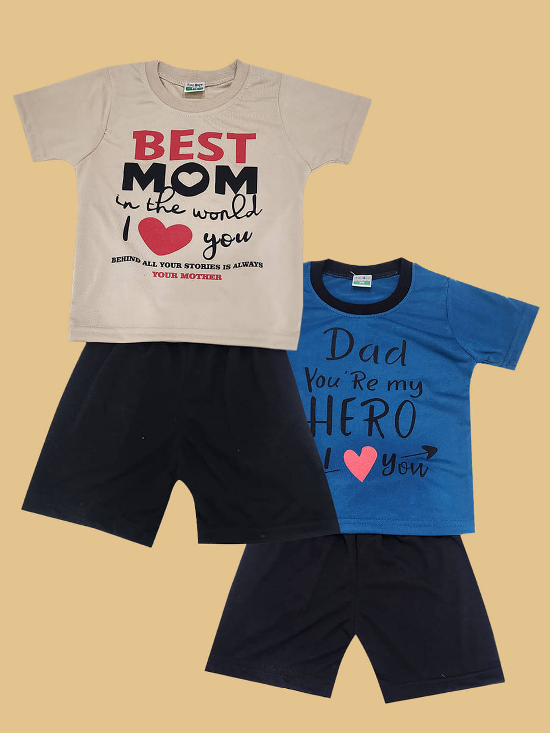 RELANE Pack of 2 Boys Cotton Blend T-Shirt & Shorts Set ( Beige ) RELANE Pack of 2 Boys Cotton Blend T-Shirt & Shorts Set ( Beige )