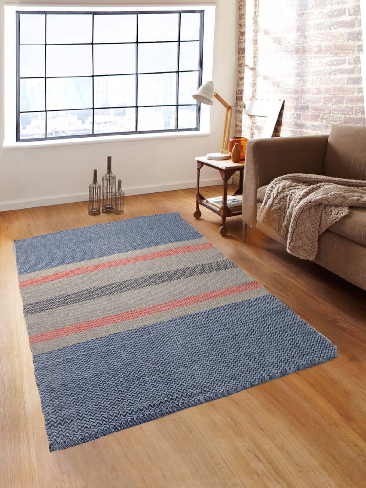    			Romee Multi Polypropylene Dhurrie Carpet Stripes 3x5 Ft
