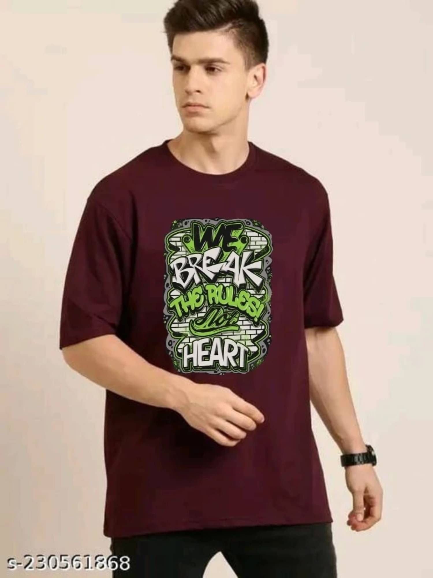     			SPAB Men Cotton Blend Regular Fit Printed T-Shirt ( Maroon )