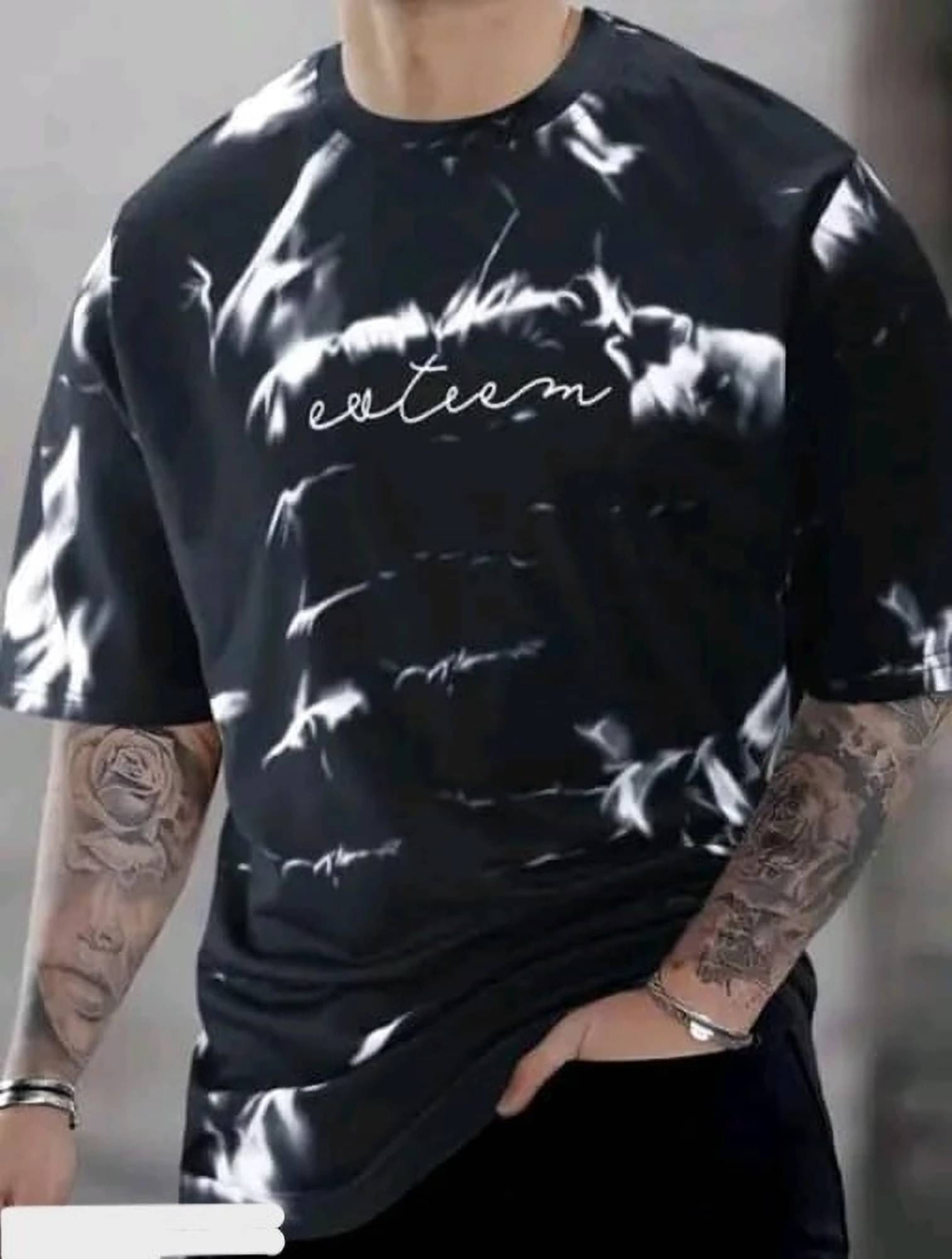     			SPAB Men Cotton Blend Regular Fit Printed T-Shirt ( Black )